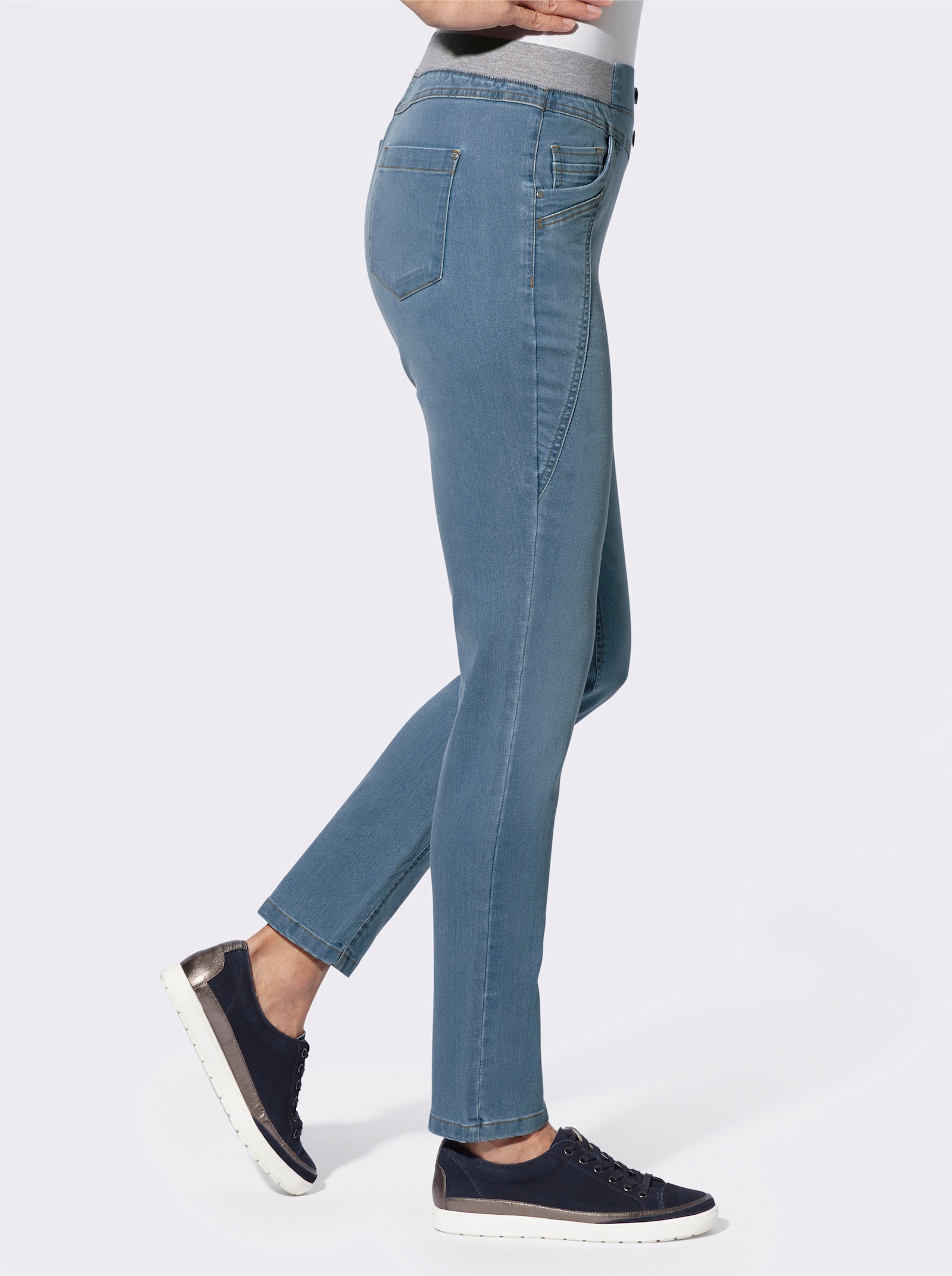 Jeans met jersey-comfortband - blue-bleached