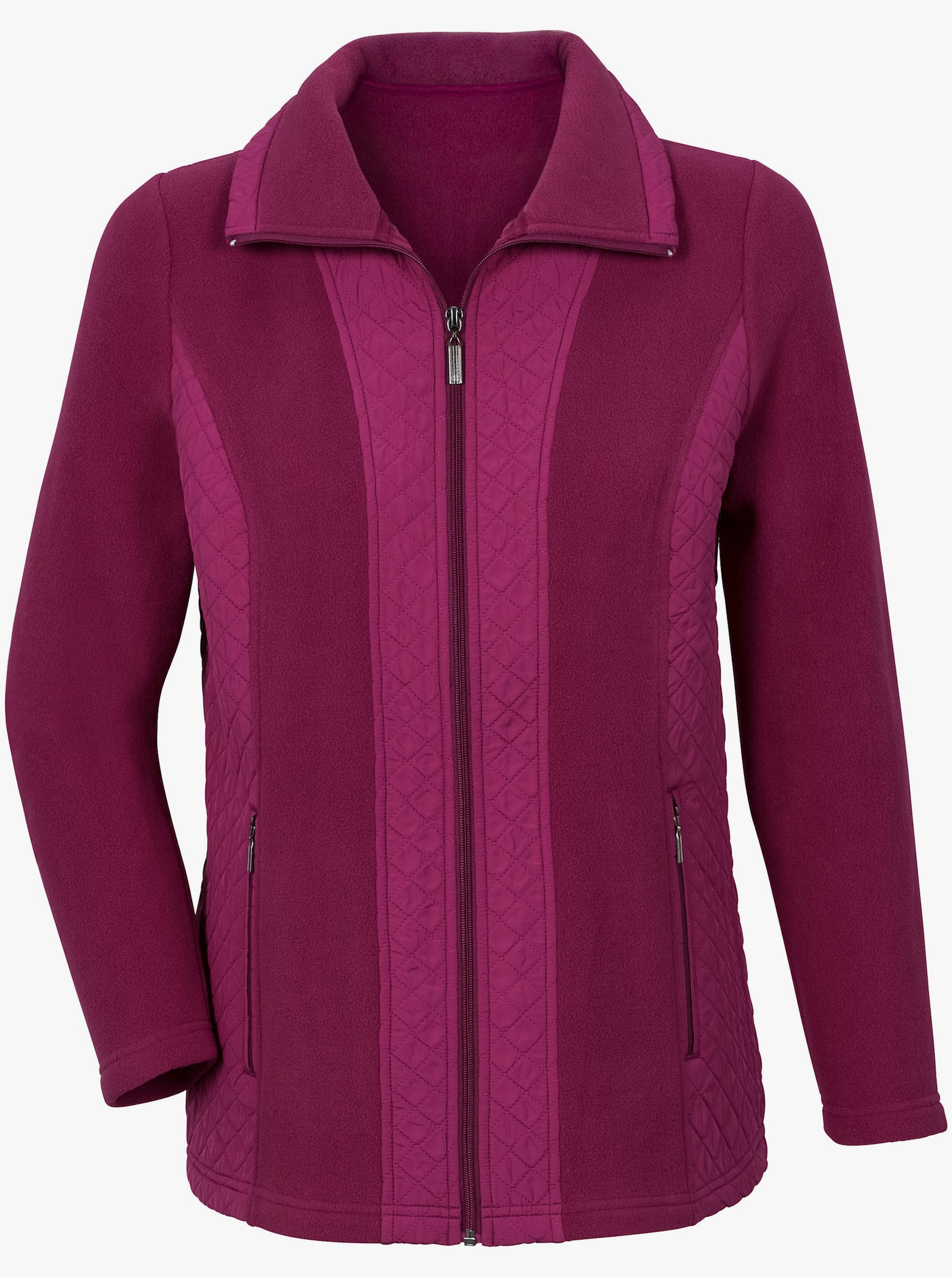 Fleecejacke mit gesteppten Web-Einsätzen - fuchsia