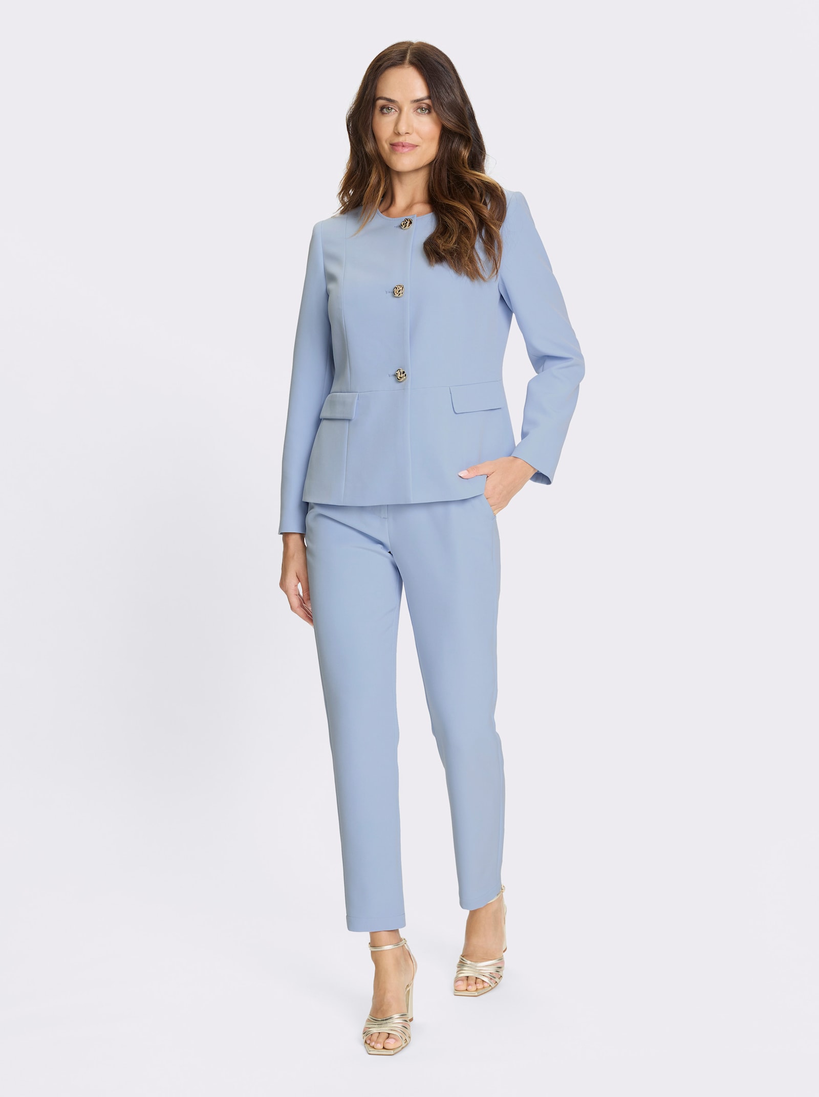 heine Hosenanzug mit Schmuckknöpfen - eisblau