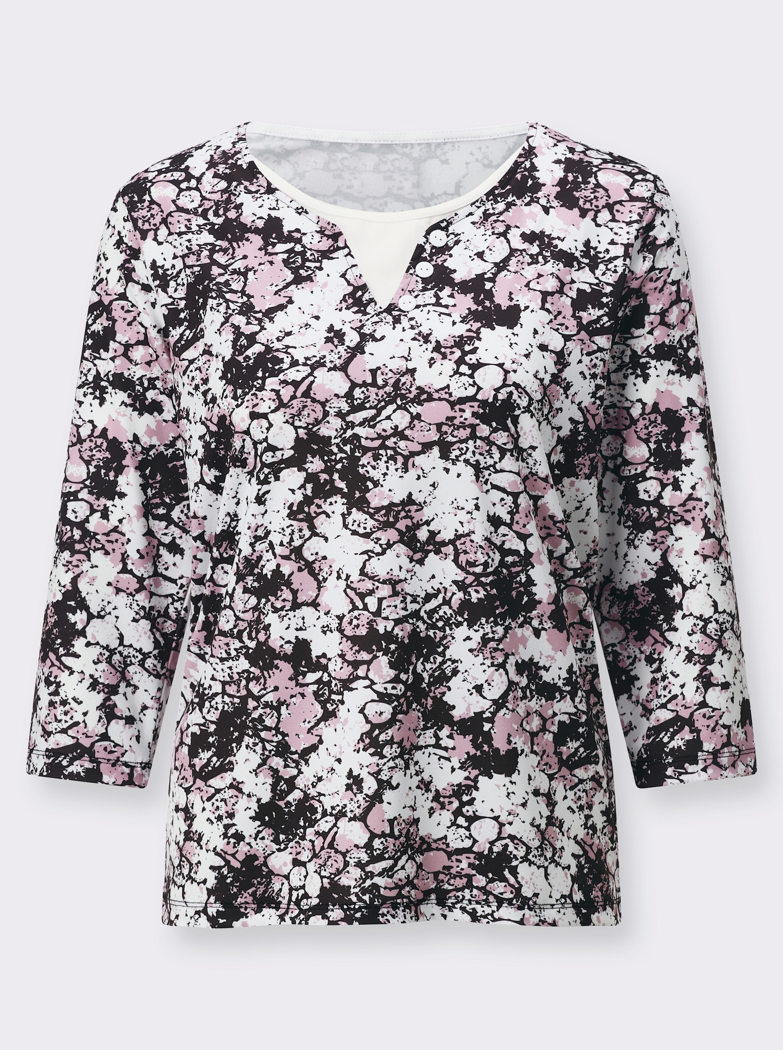 Tričko 2 v 1 z tvarově stálého žerzeje - slézová-černá-potisk