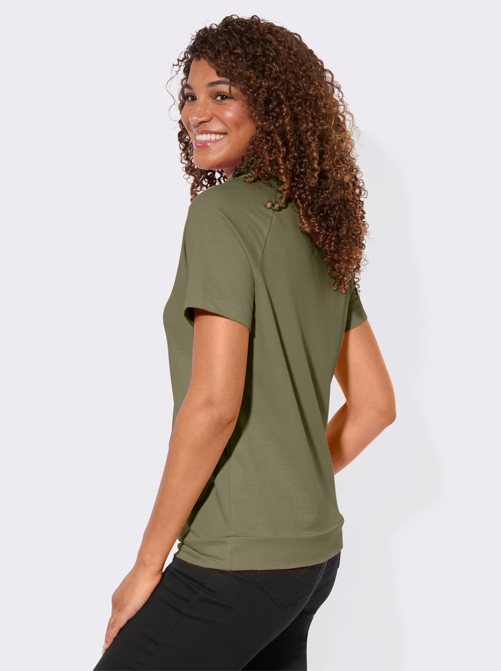 Sweatshirt mit überschnittenen Schultern - khaki