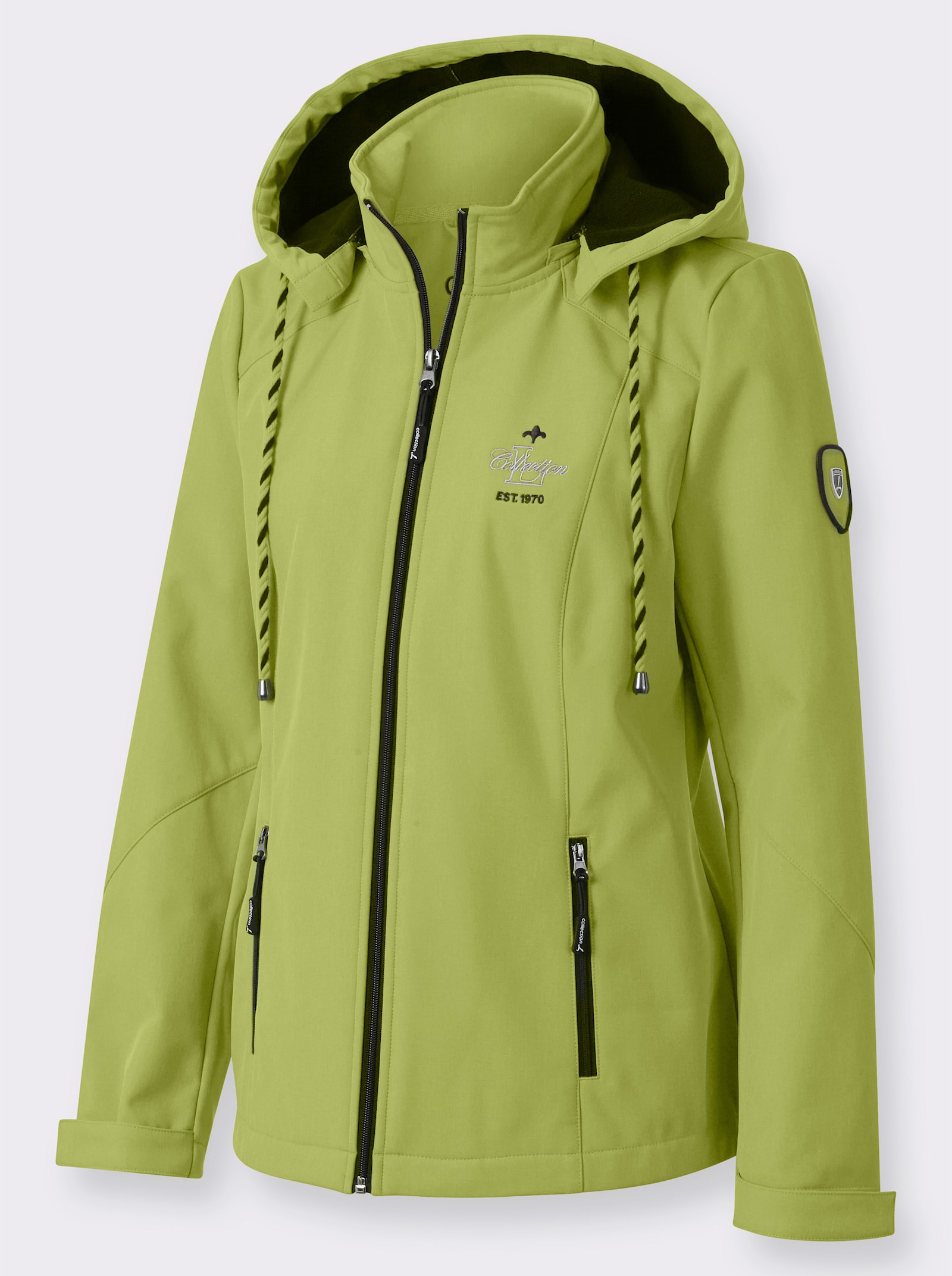 Softshelljacke mit Fleece gefüttert - kiwi-weiß-meliert