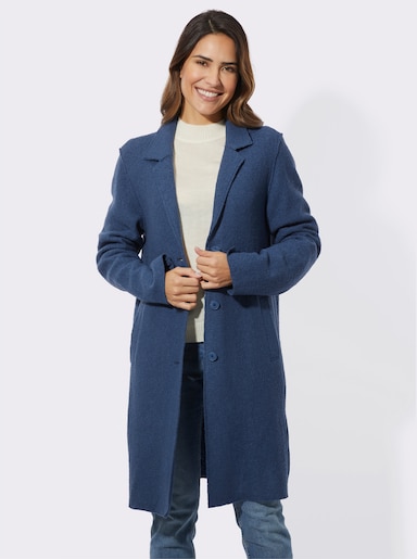 Kurzmantel aus Viskose und Wolle - jeansblau