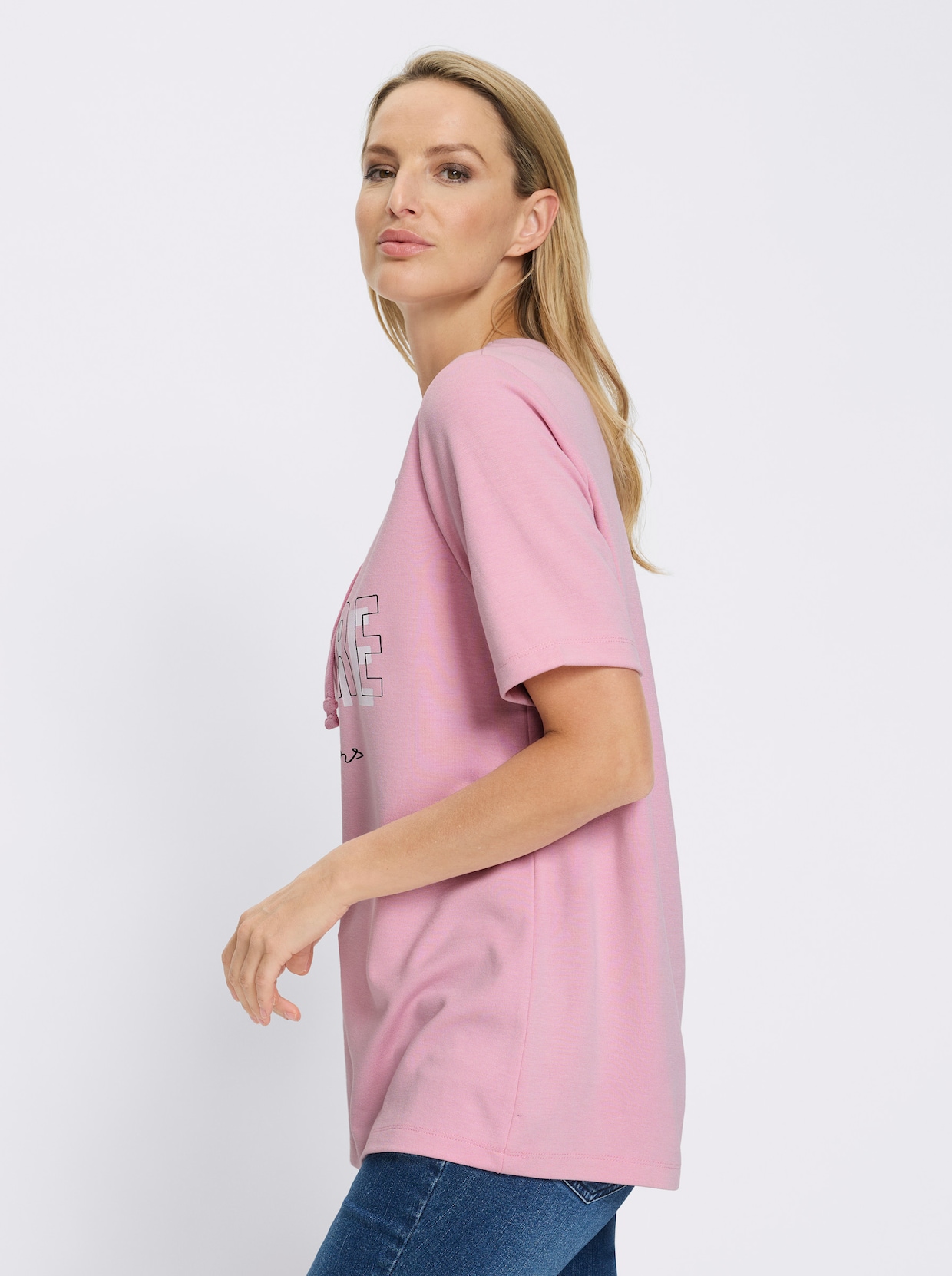 heine Sweatshirt mit kontrastfarbigem Print vorne - rosé