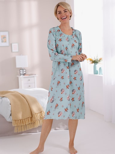 wäschepur Nachthemd - kalkmint-ecru-bedruckt