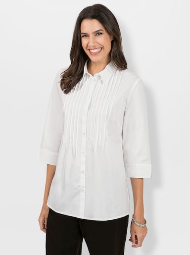 Hemdbluse mit Biesen - weiß