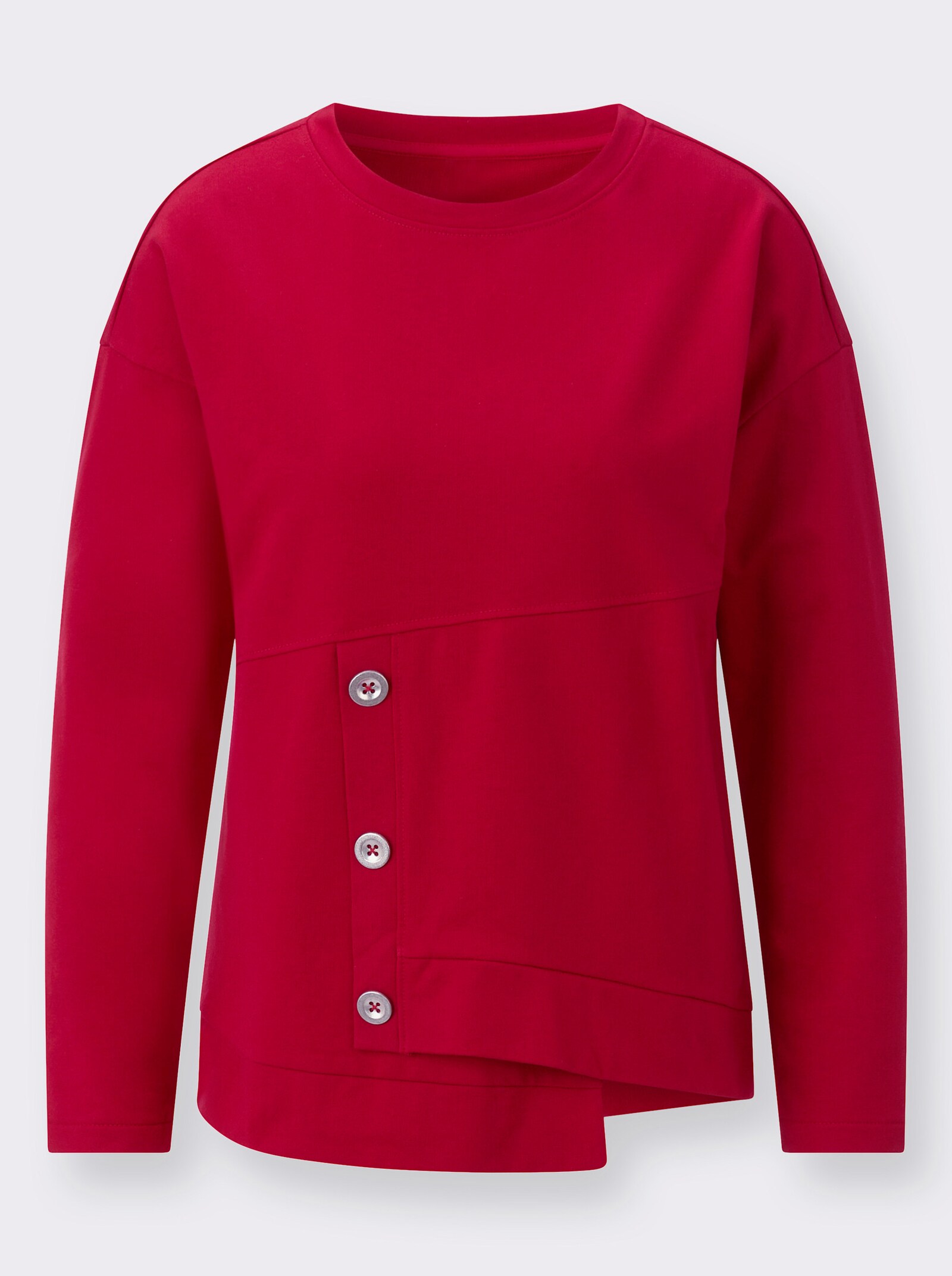 Sweatshirt mit Zierknöpfen vorne - rot