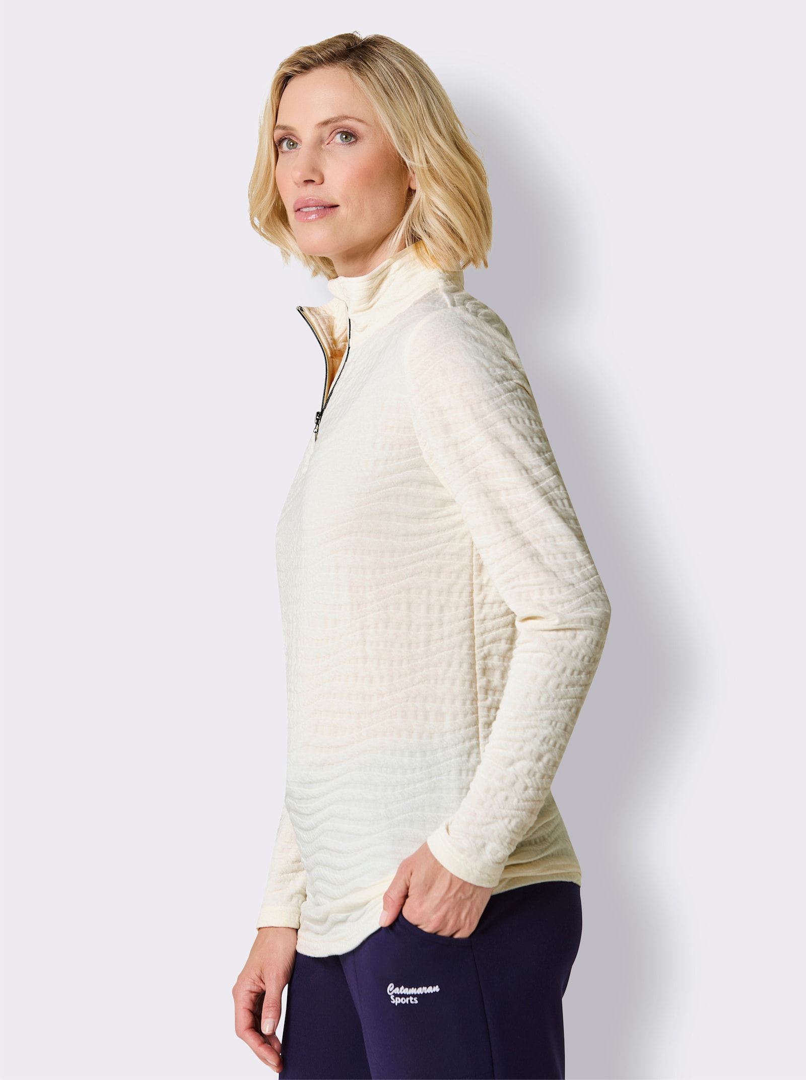 Catamaran Sports Sweatshirt in Struktur-Qualität - champagner