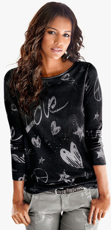 heine Pullover met print - zwart