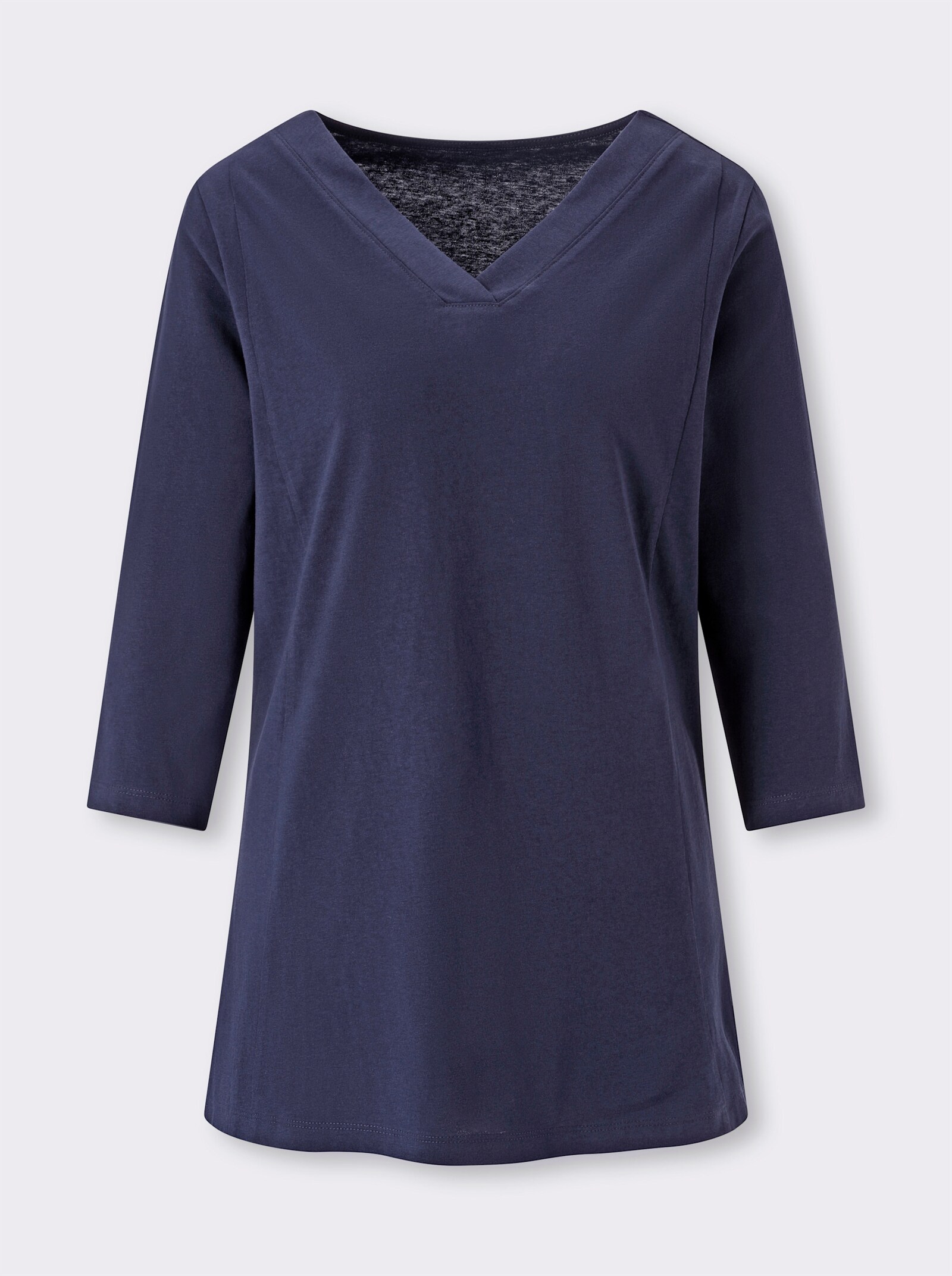 Longshirt mit überlappendem V-Ausschnitt - marine