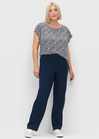 sheego Kurzarmshirt - tiefblau-gemustert