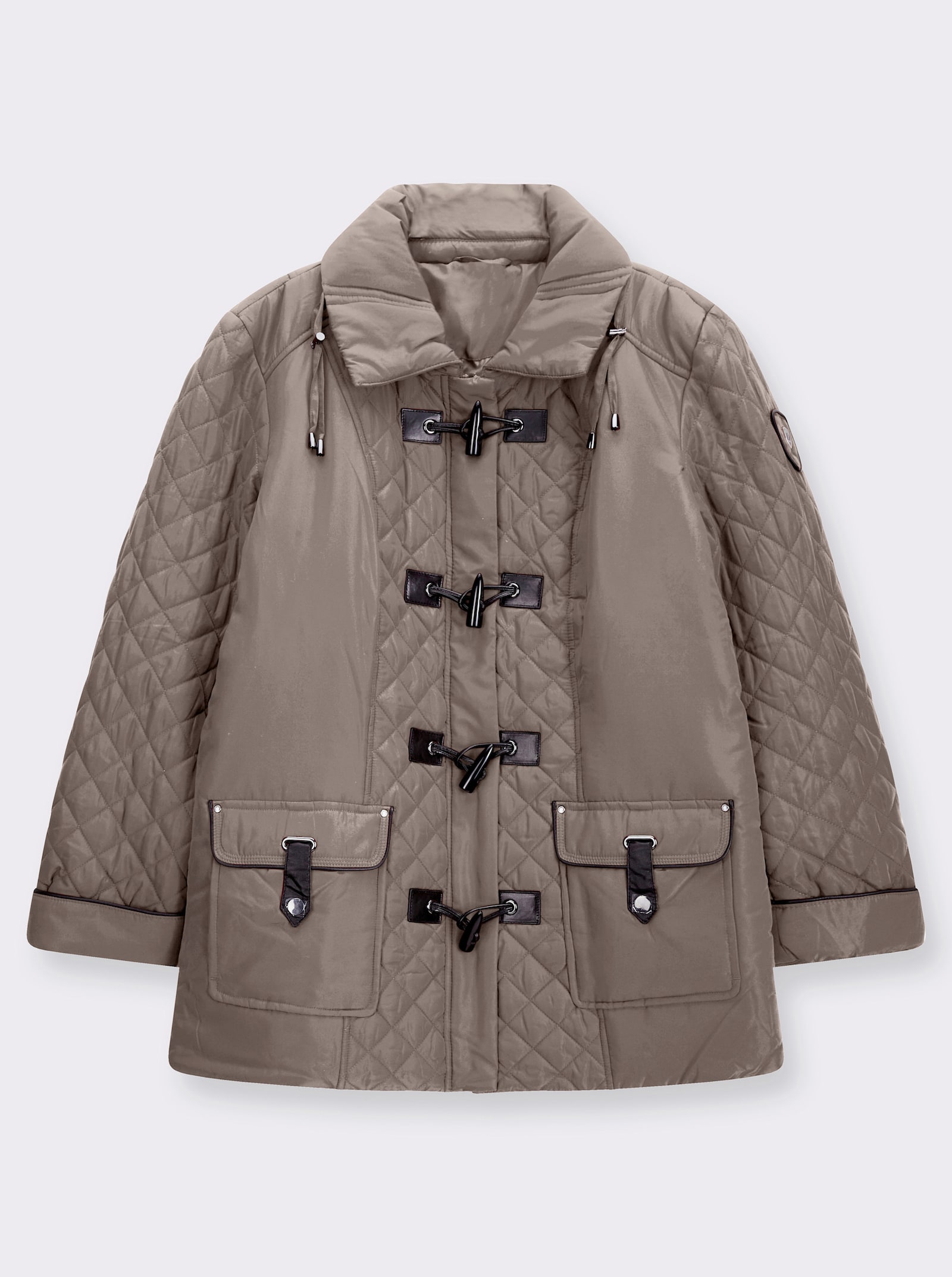 Steppjacke mit aufgesetzten Pattentaschen - taupe