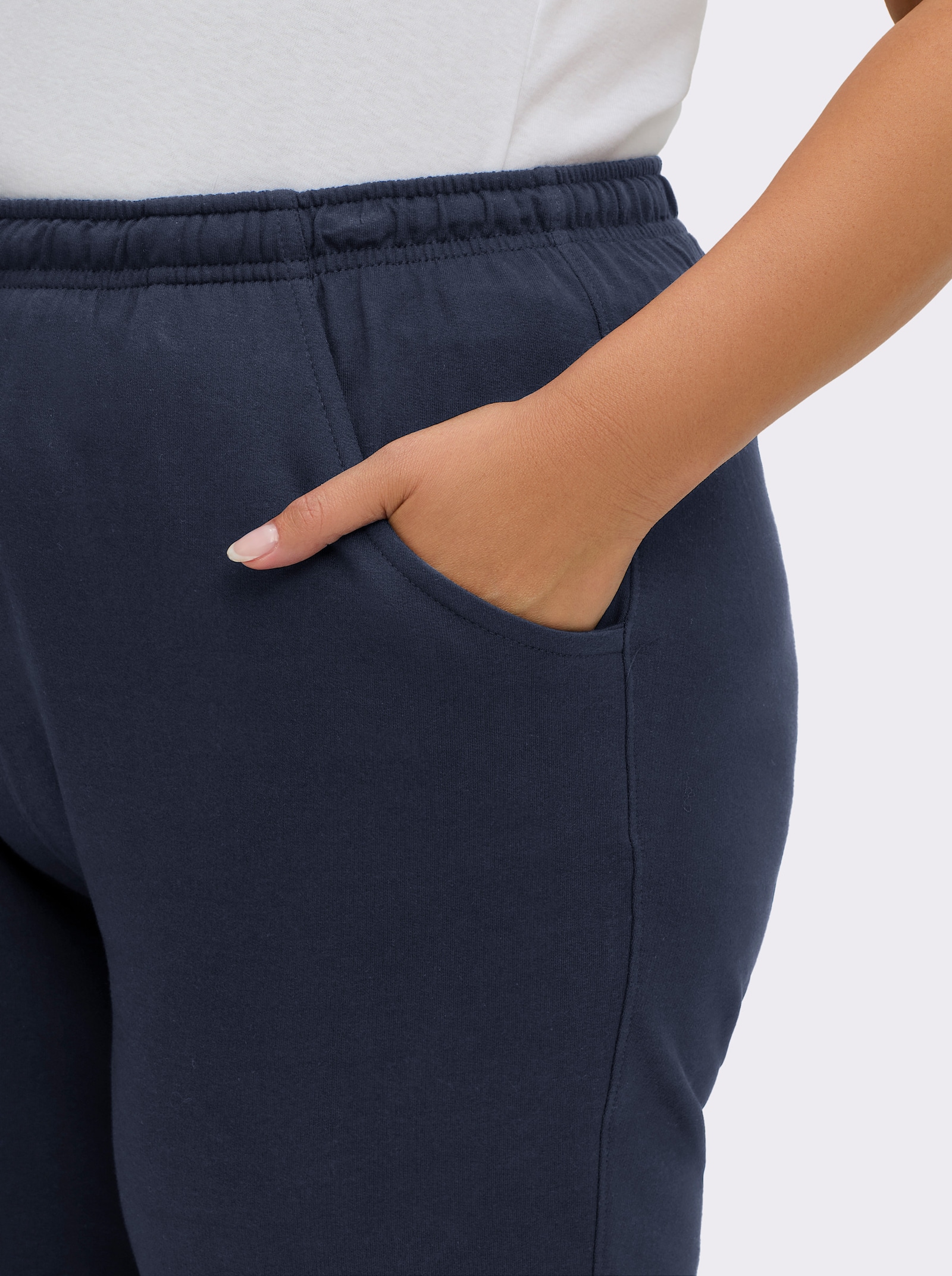 Jerseyhose mit Tunnelzug und Bindeband - marine