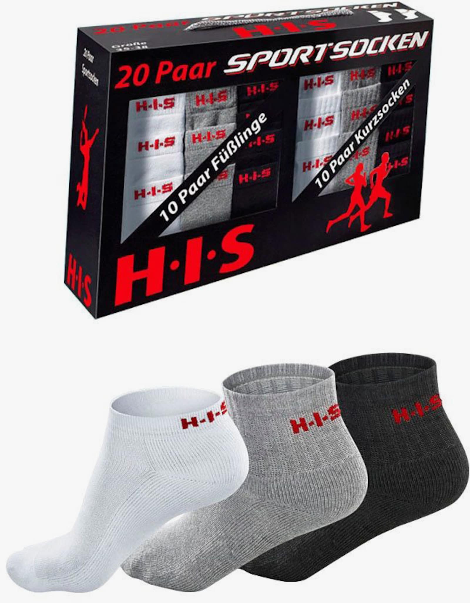 H.I.S Kurzsocken - weiss, grau, schwarz