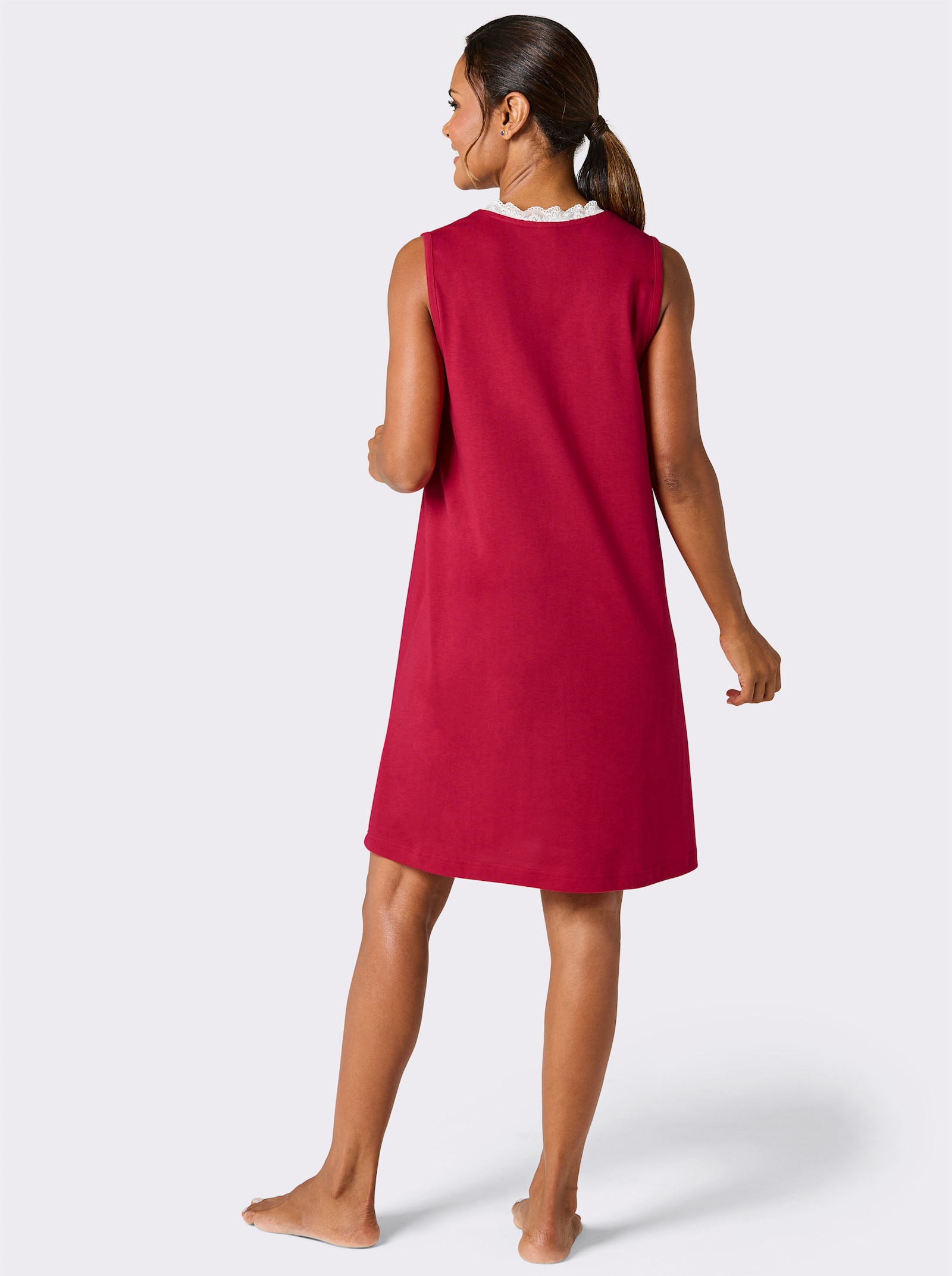 wäschepur Sleepshirt mit Herz-Motiven - rot-weiß