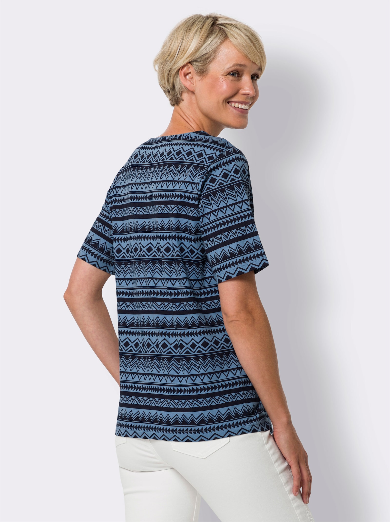  Shirt met korte mouwen van puur katoen - medium blauw/marine bedrukt