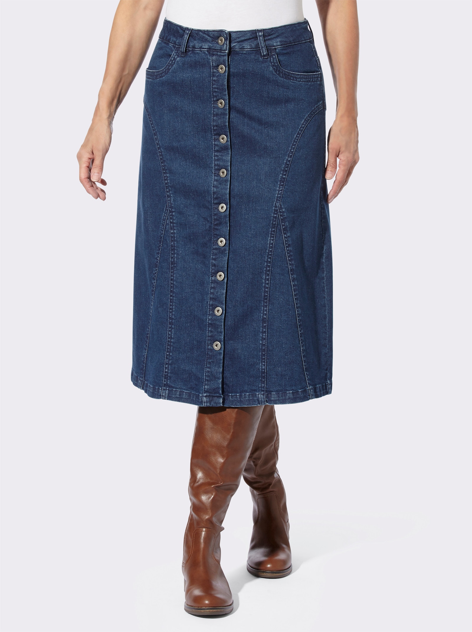 Jeansrok van stretchmateriaal - blue-stonewashed