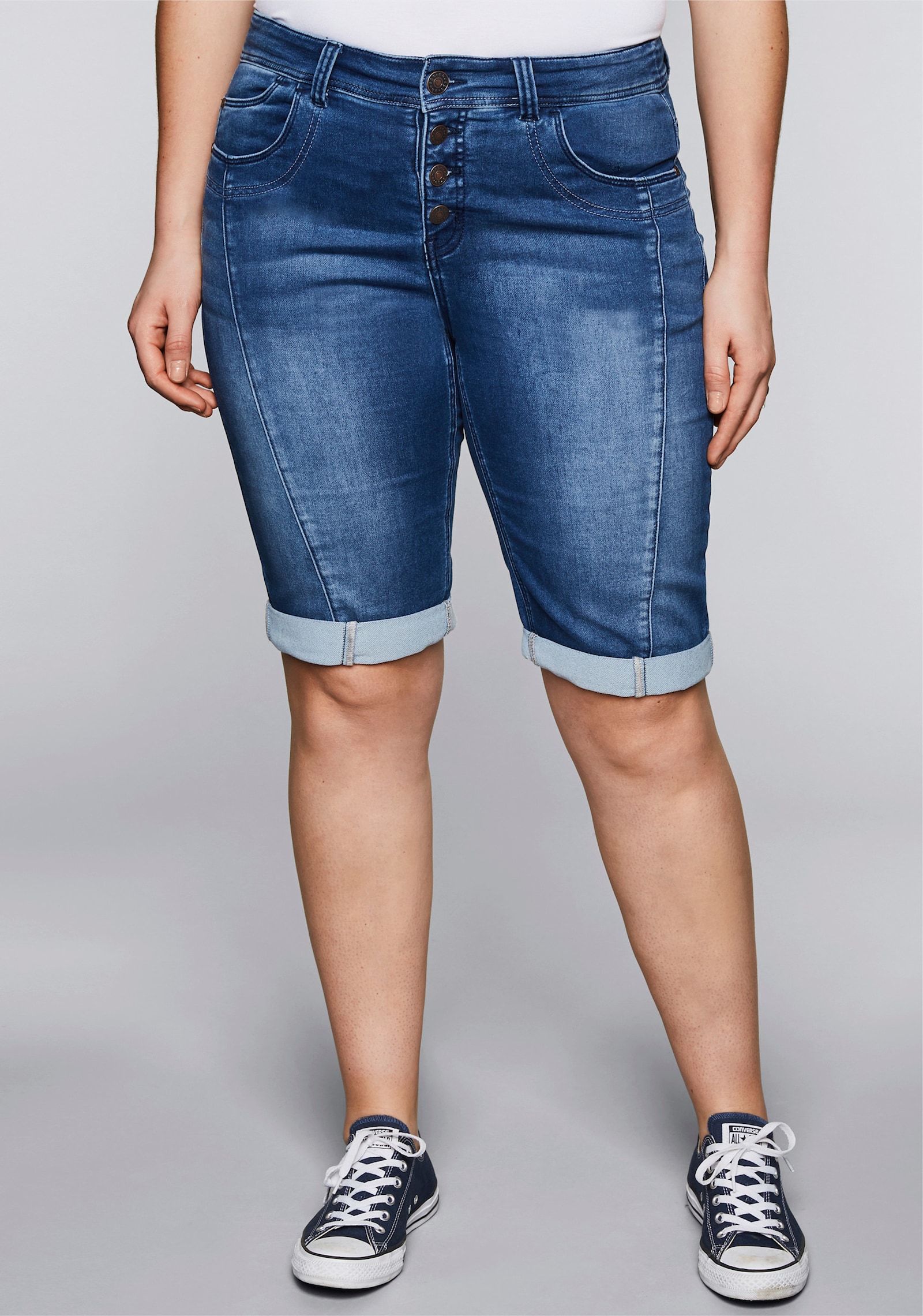 sheego Bermudas aus Sweat-Denim - blue denim