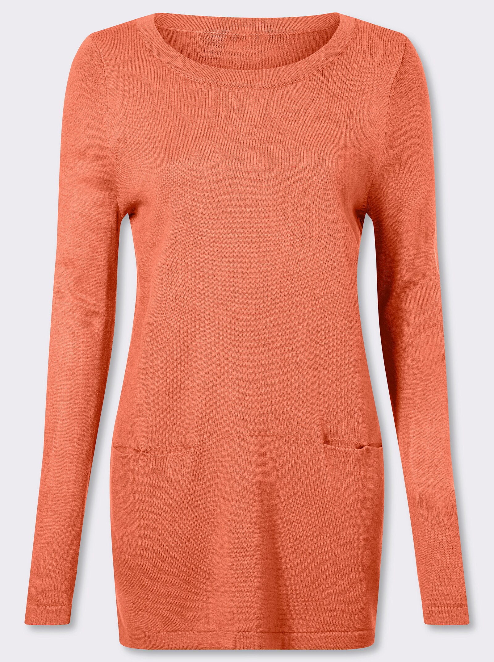 Longpullover in leichter A-Form - papaya