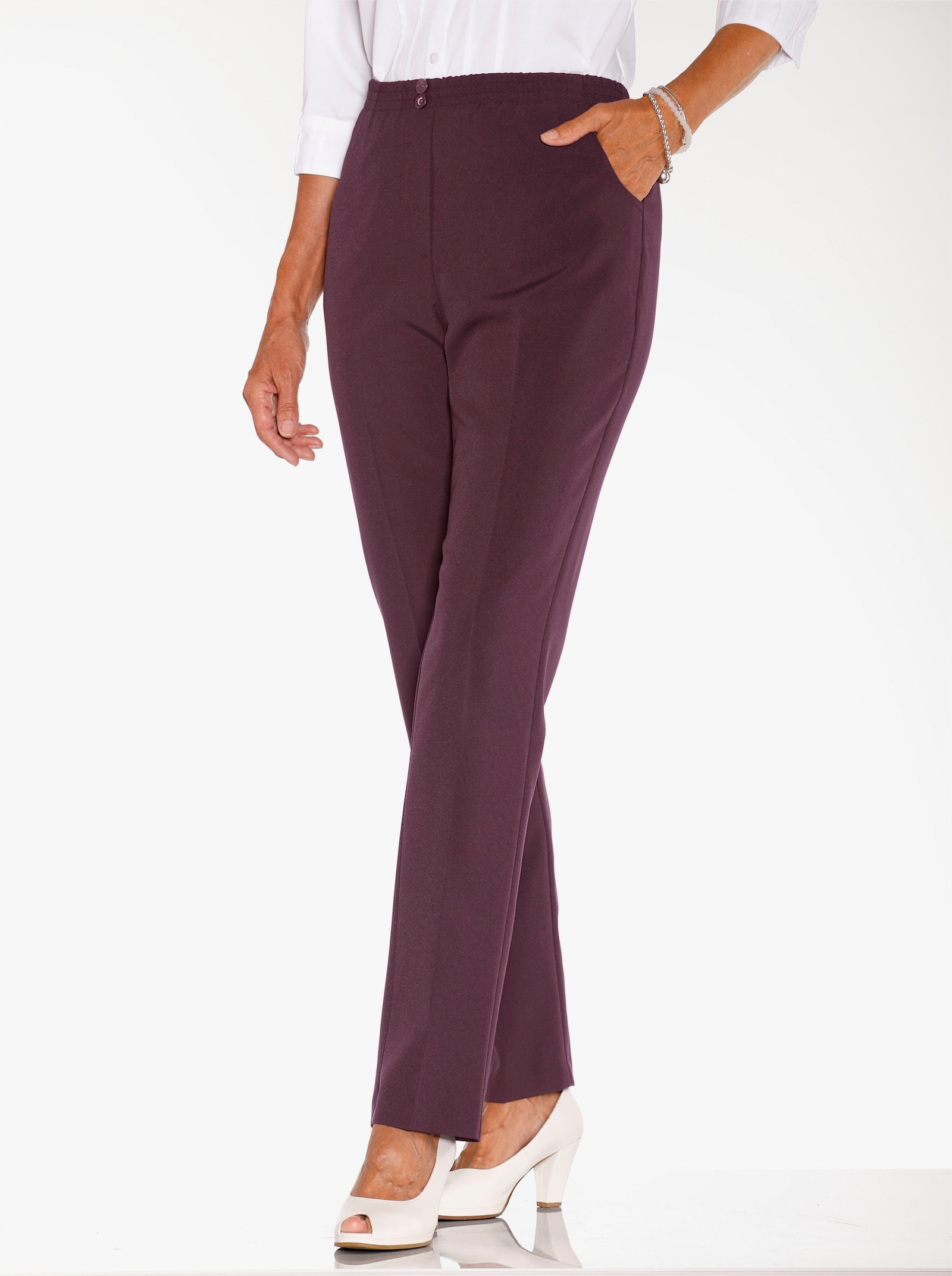 Schlupfhose mit Rundum-Dehnbund - burgund