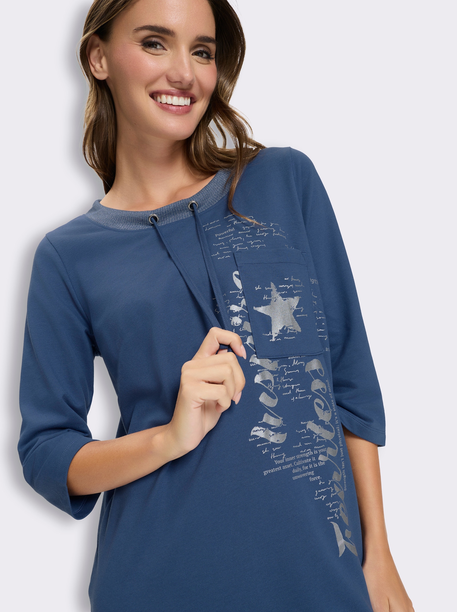 Sweatkleid mit Brusttasche - jeansblau