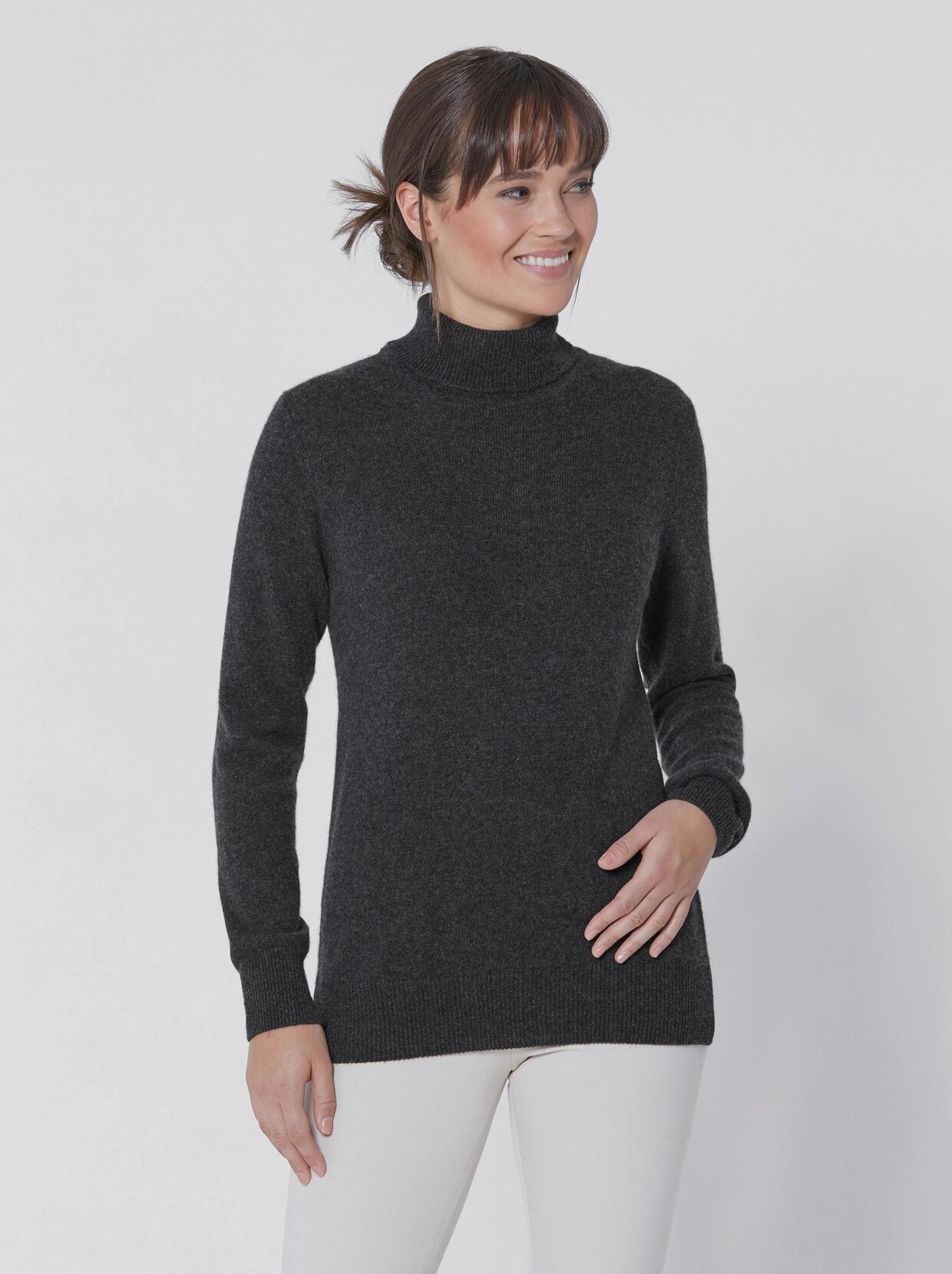 Creation L Premium Kaschmir-Pullover - anthrazit-meliert