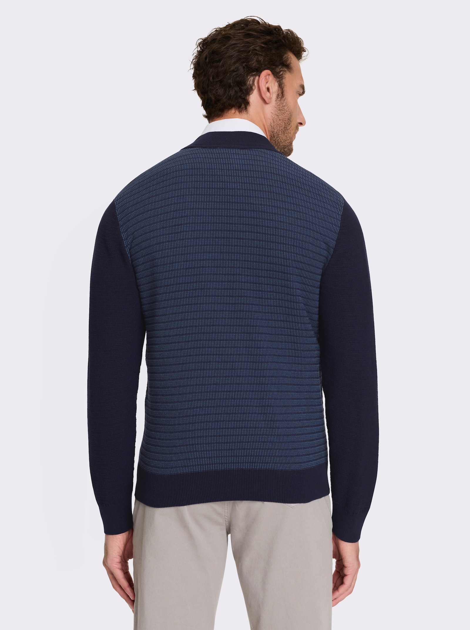 Marco Donati Strickjacke aus reiner Baumwolle - marine-meliert