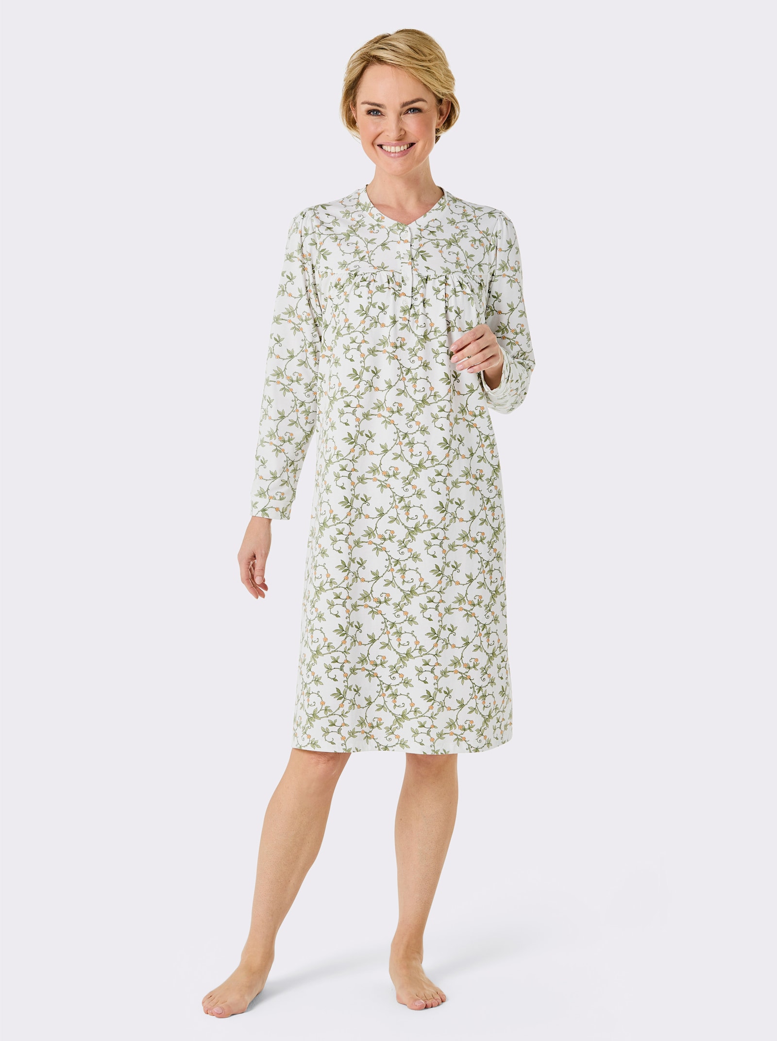 wäschepur Nachthemd - weiß-papaya-bedruckt