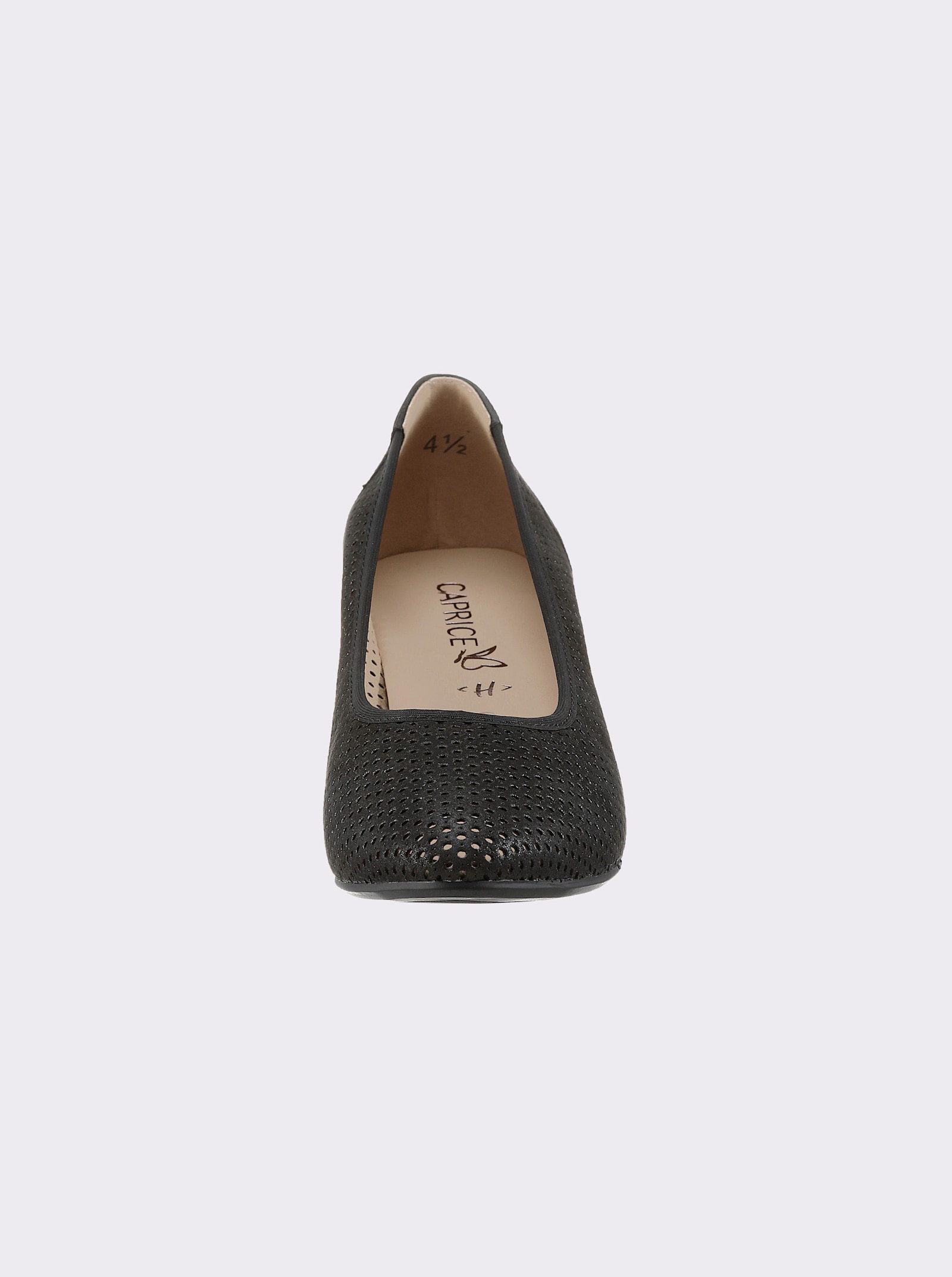 Caprice Pumps mit Lochmuster, aus Leder - schwarz