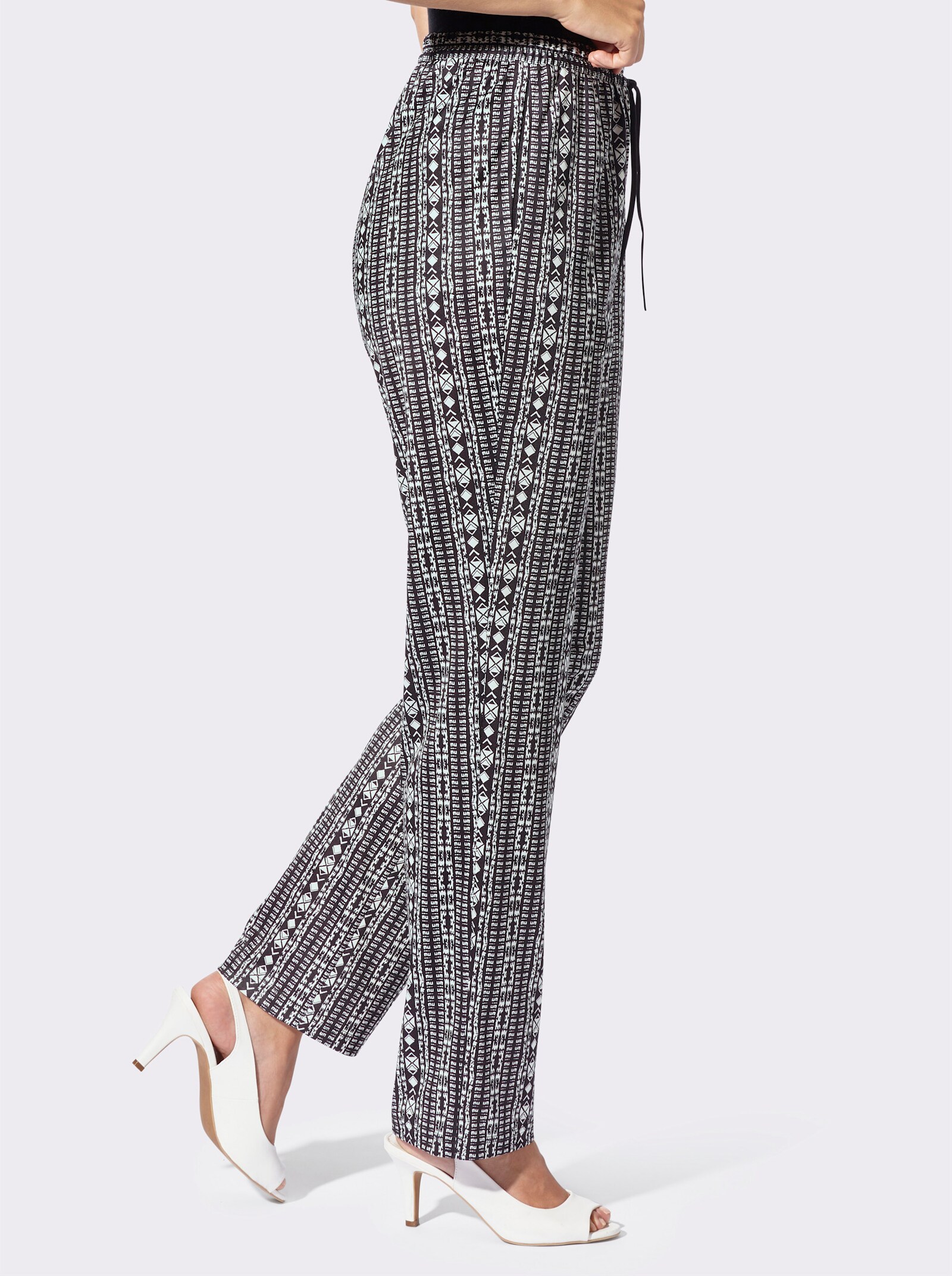 Jerseyhose aus recyceltem Polyester - schwarz-gestreift