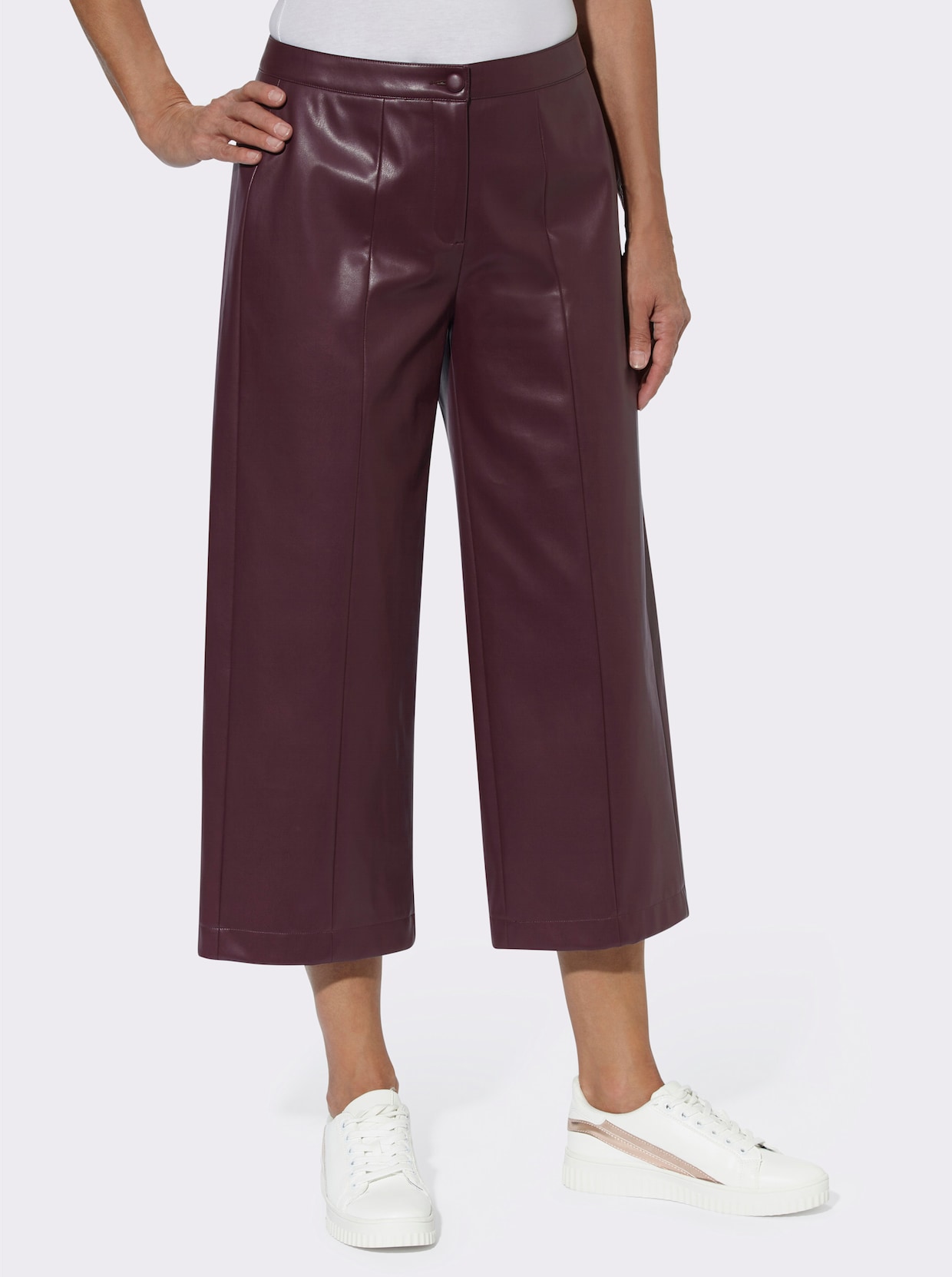 Kalhoty z imitace kůže - burgundská