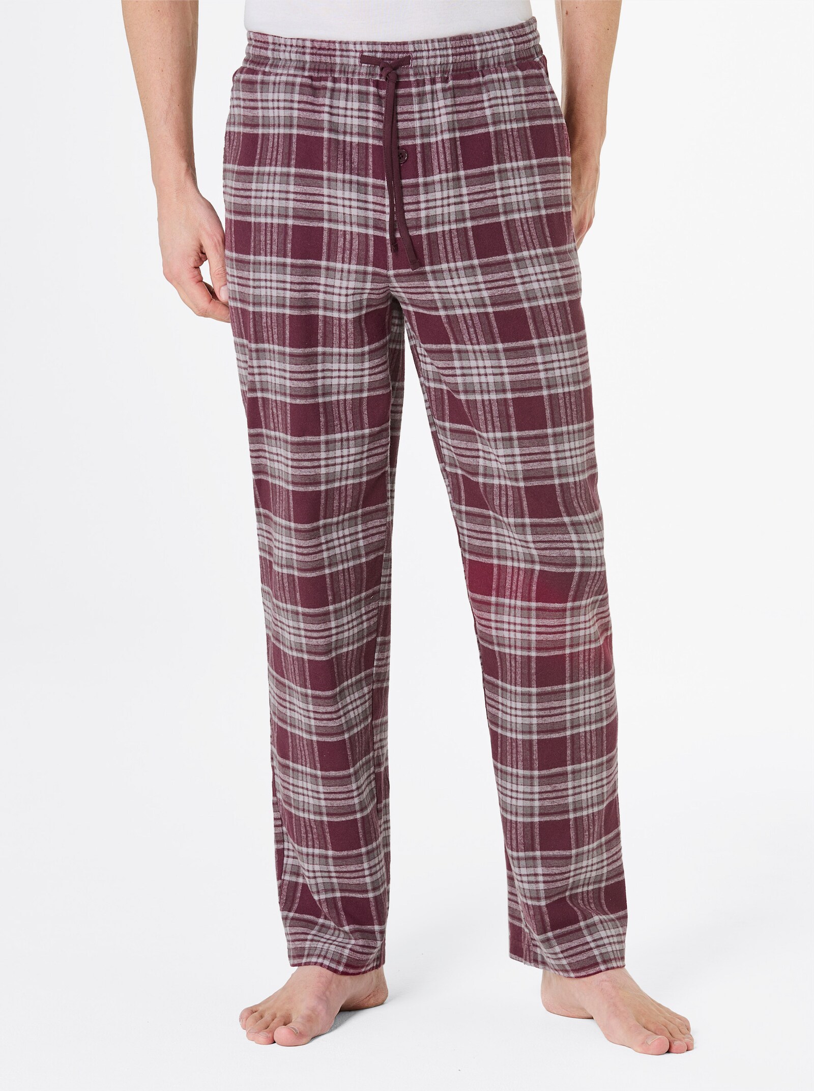 wäschepur men Hose - burgund-steingrau-kariert