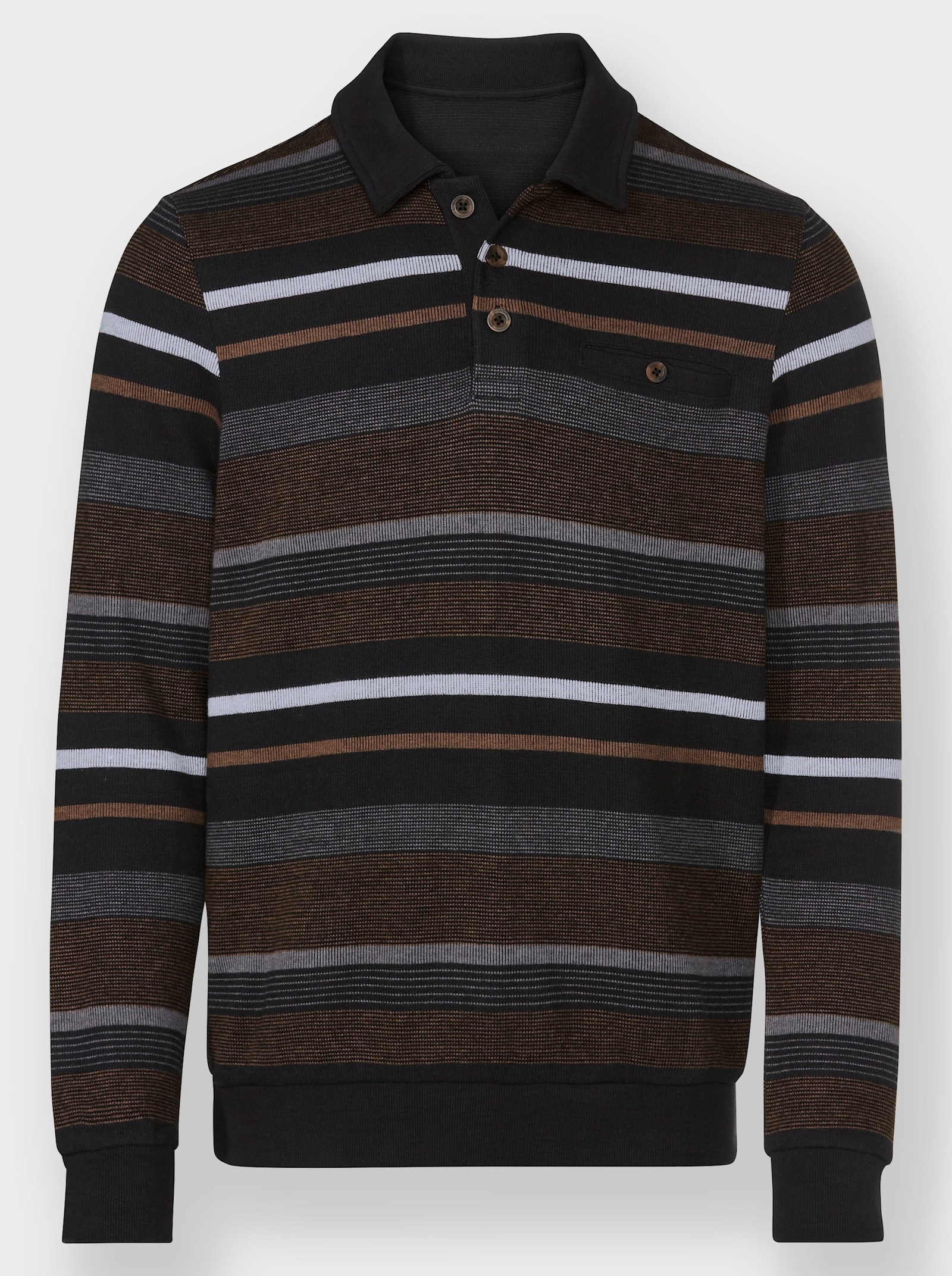 Marco Donati Sweatshirt in garngefärbtem Streifendessin - schwarz-braun-gestreift