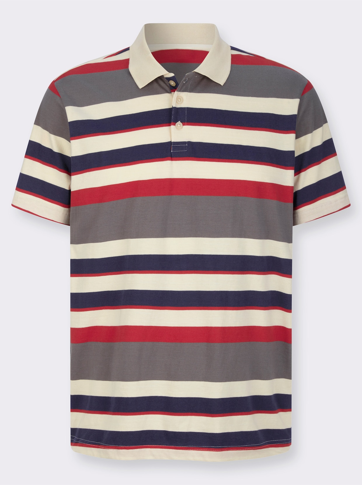 Poloshirt - erdbeere-sand-geringelt