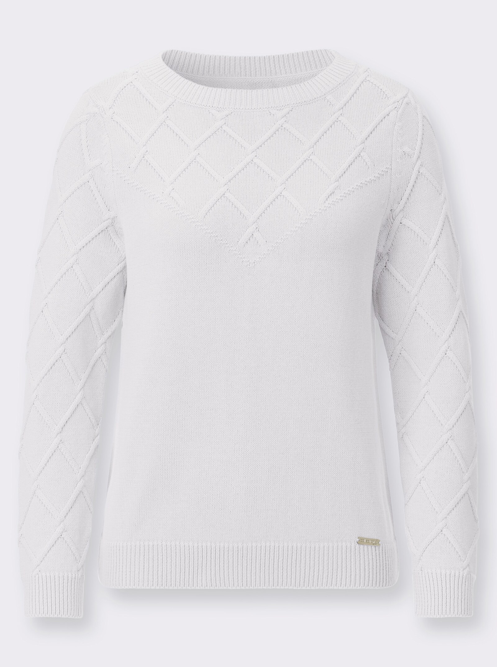 Baumwollpullover mit Rautenmuster - ecru