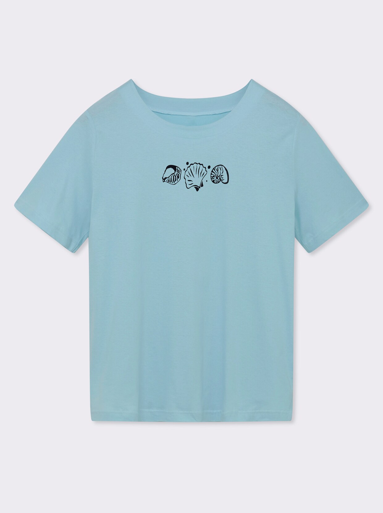 Kurzarmshirt mit Muschel-Druck - hellblau