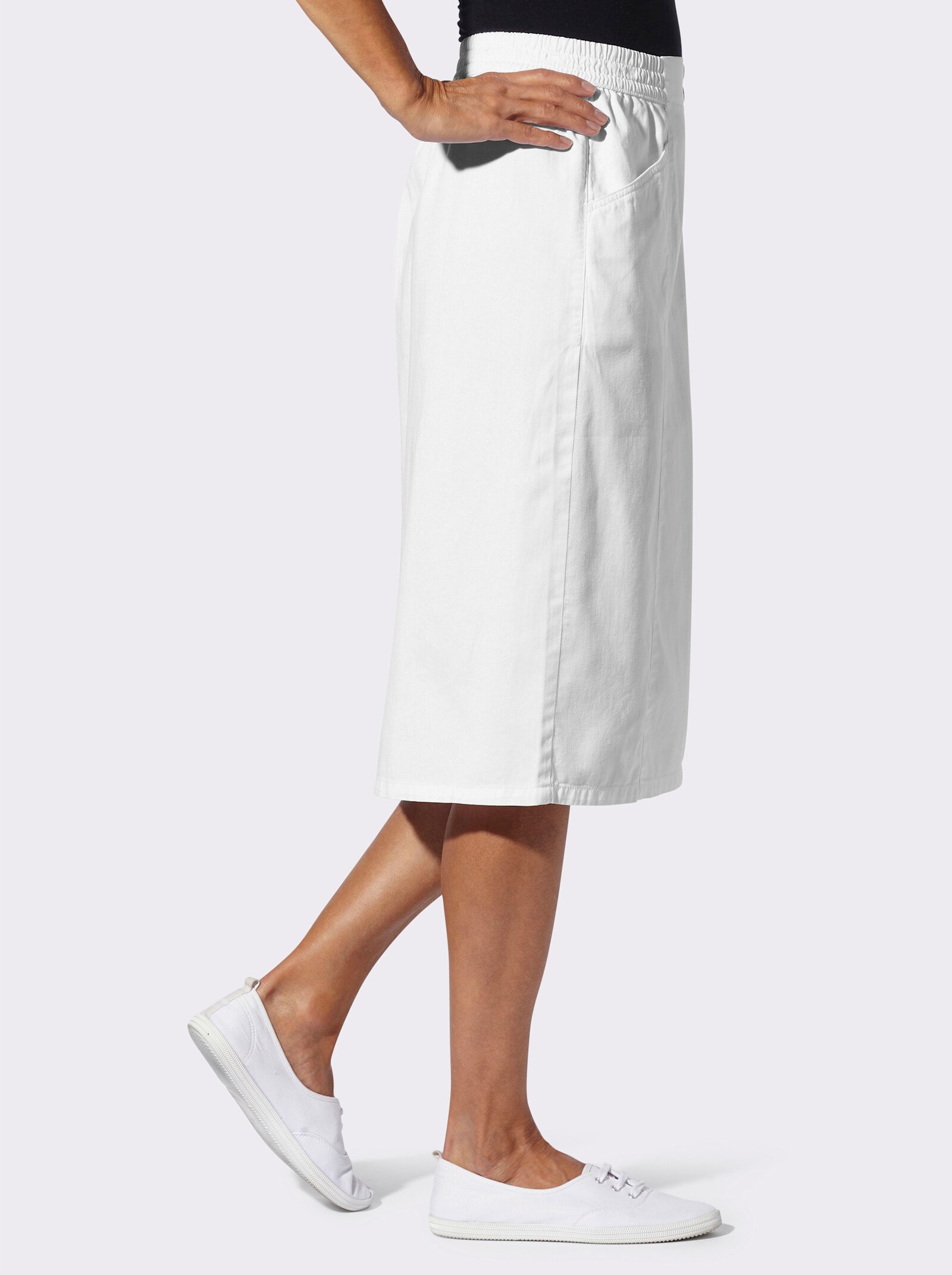 Džínsová sukňa, ozdobné gombíky - biela