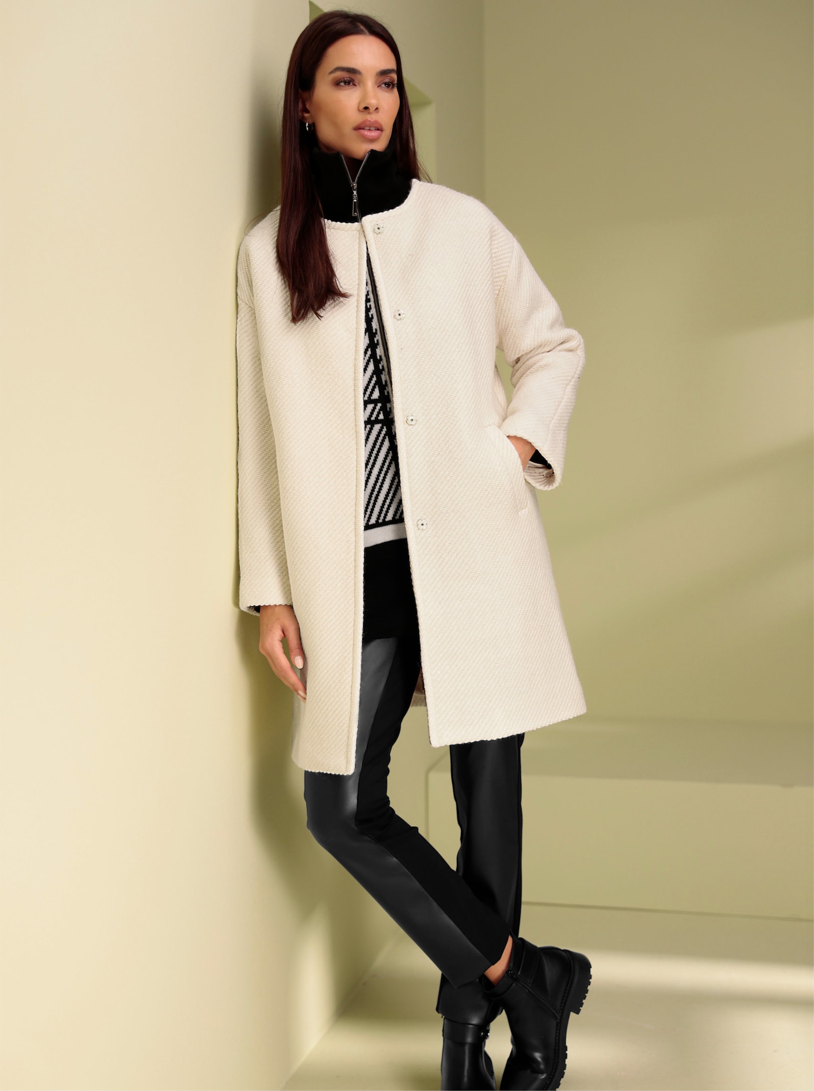 heine Lederimitathose mit Jersey-Stretch hinten - schwarz