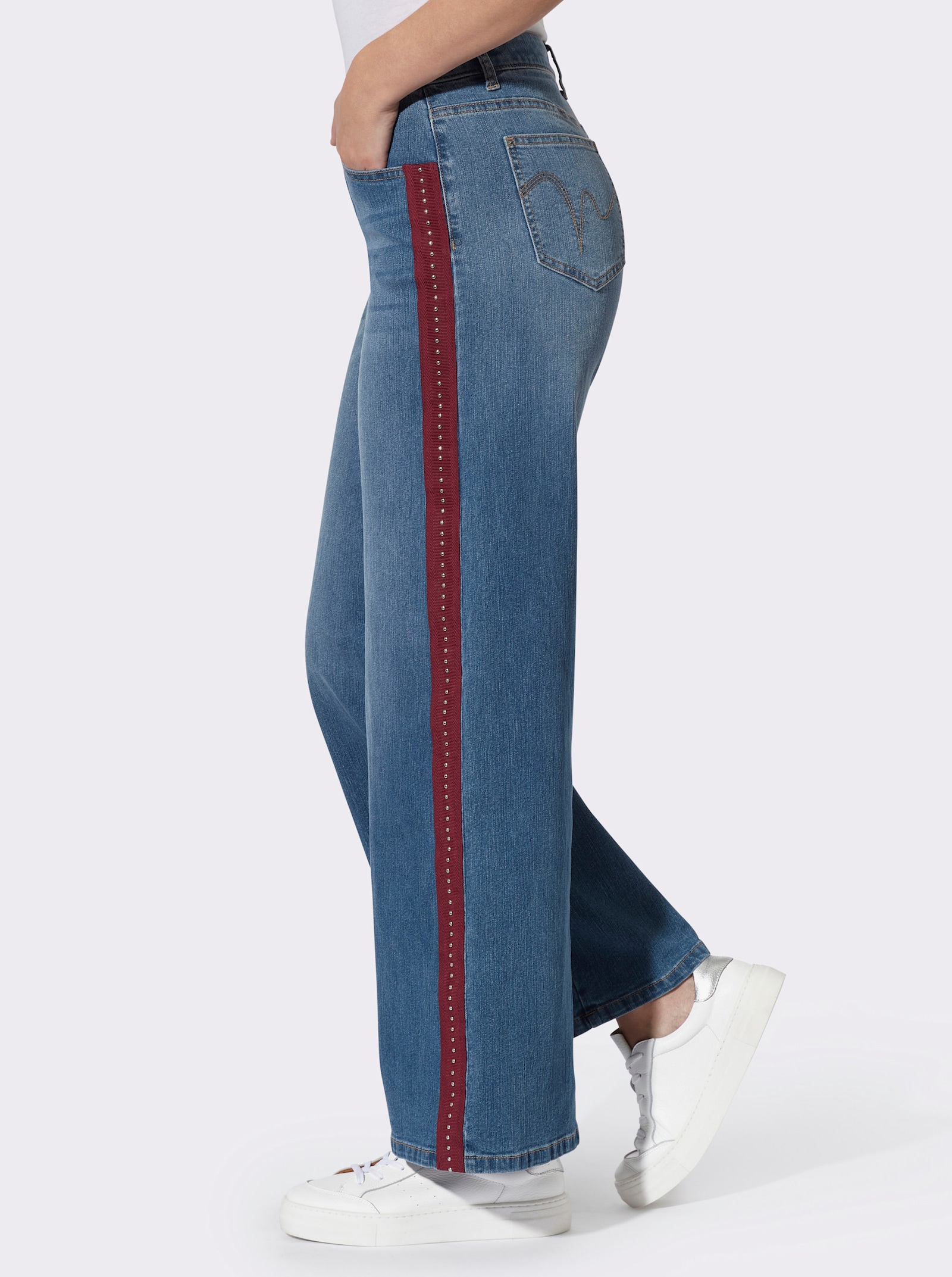 heine 5-Pocket-Jeans mit Nieten - blue-stone-washed