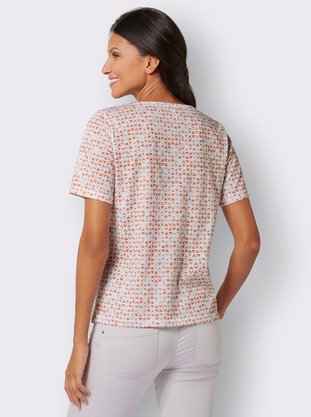 Kurzarmshirt - papaya-apricot-bedruckt