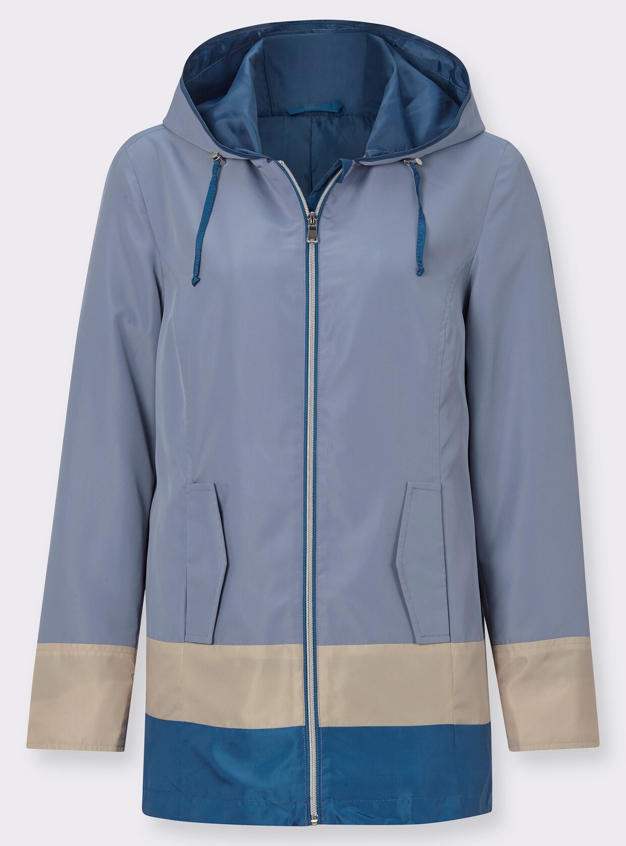 Freizeitjacke - taubenblau-gestreift