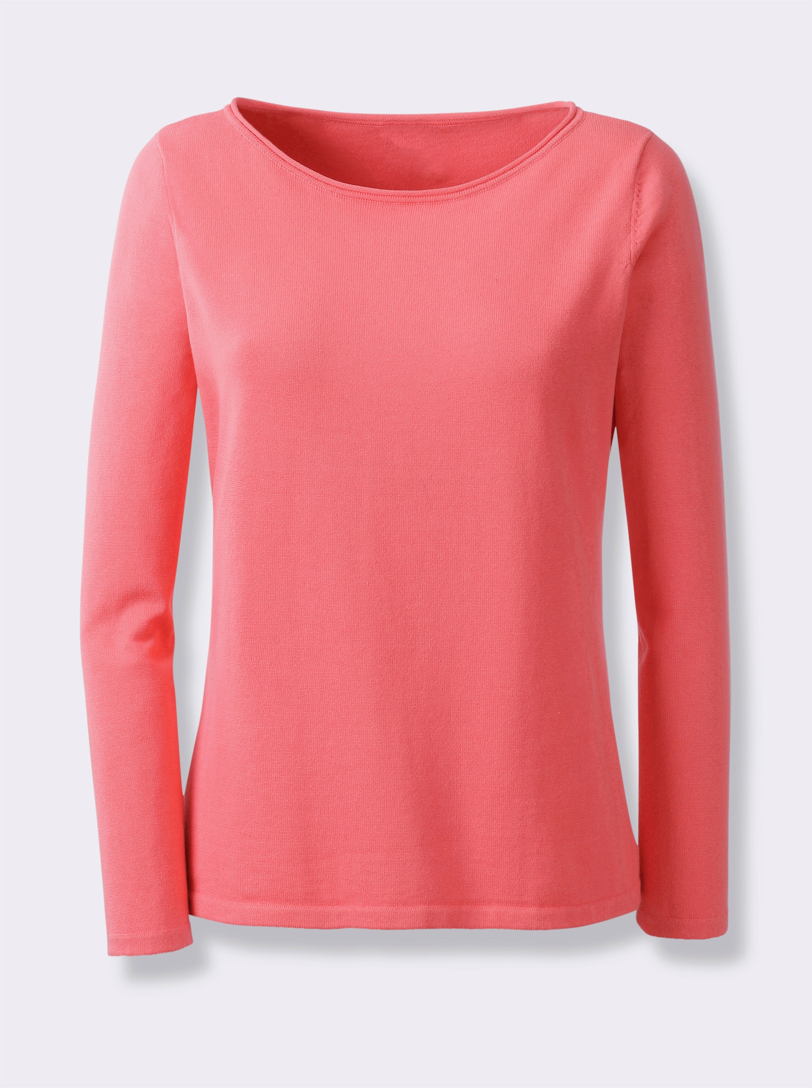 heine Baumwollpullover mit leichtem U-Boot-Ausschnitt - koralle