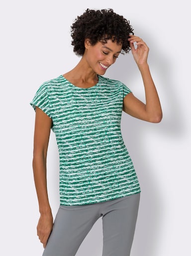 Shirt met korte mouwen - groen/ecru gestreept