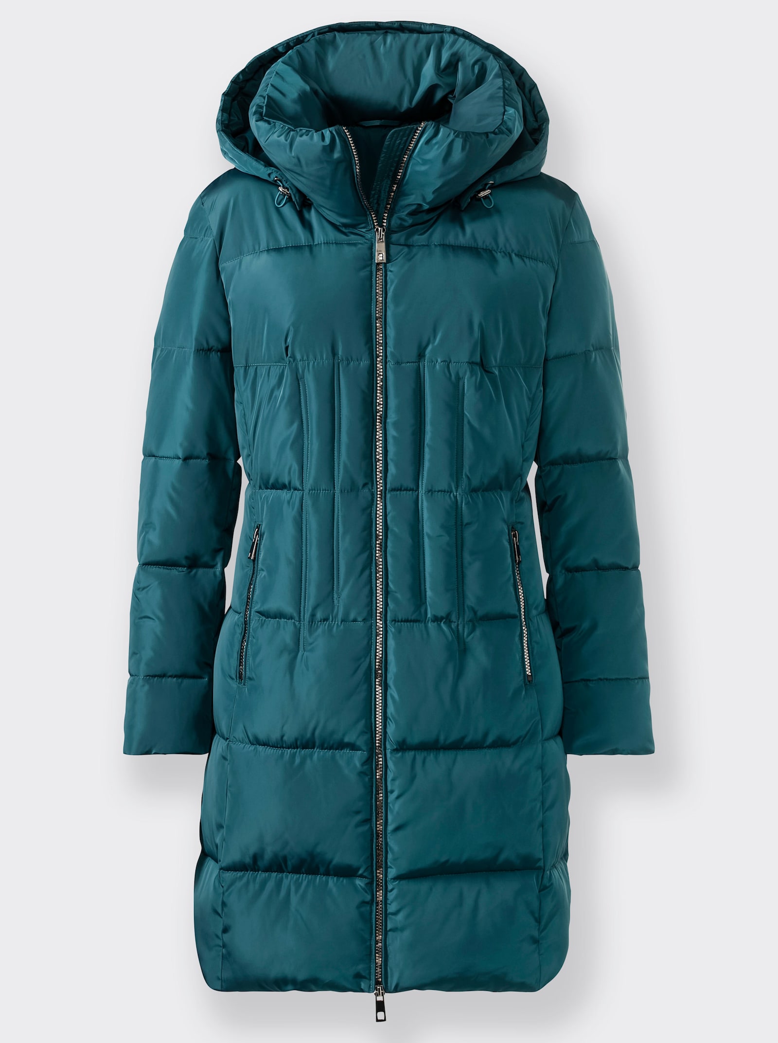 Manteau matelassé avec fronces au niveau du col montant - bleu pétrole