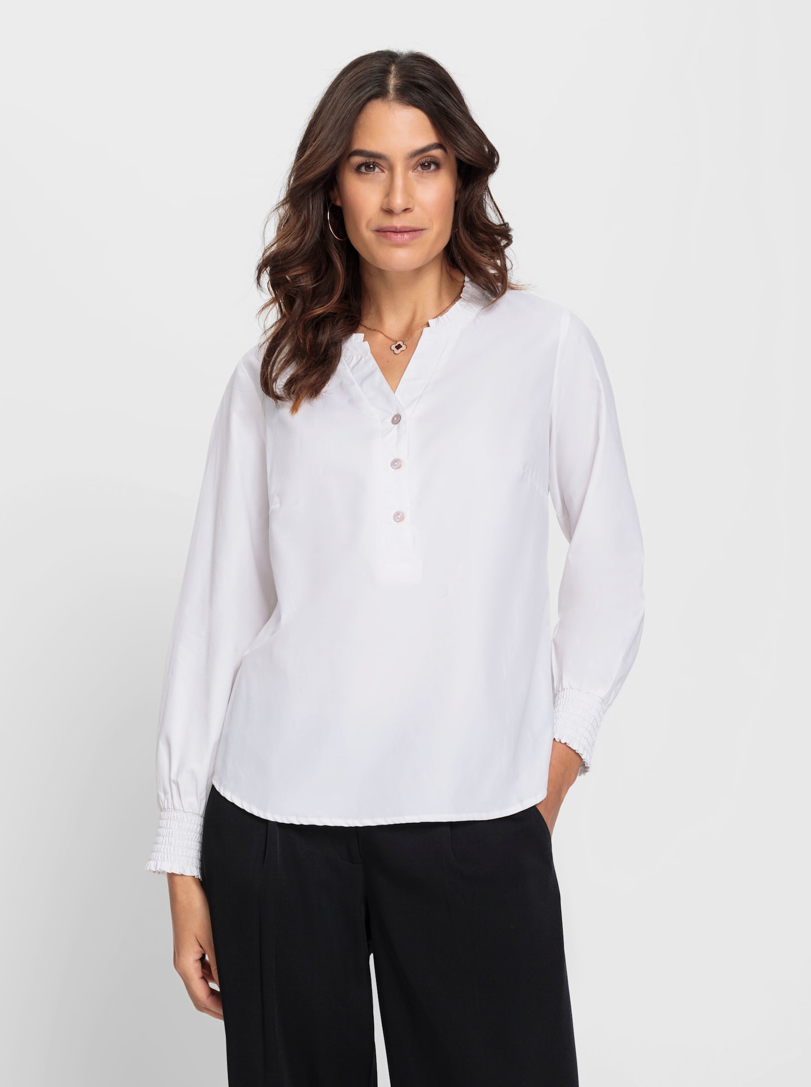 Comfortblouse met ruchedetails - wit
