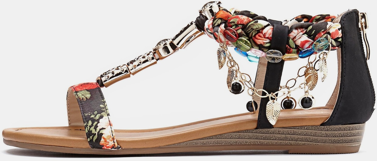 LASCANA sandalen - zwart/rood/bruin/bont