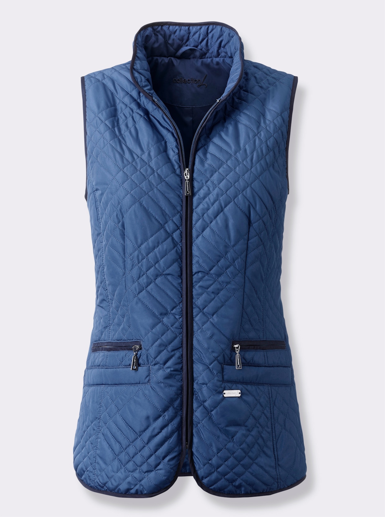 Steppweste mit Reißverschluss-Taschen - jeansblau