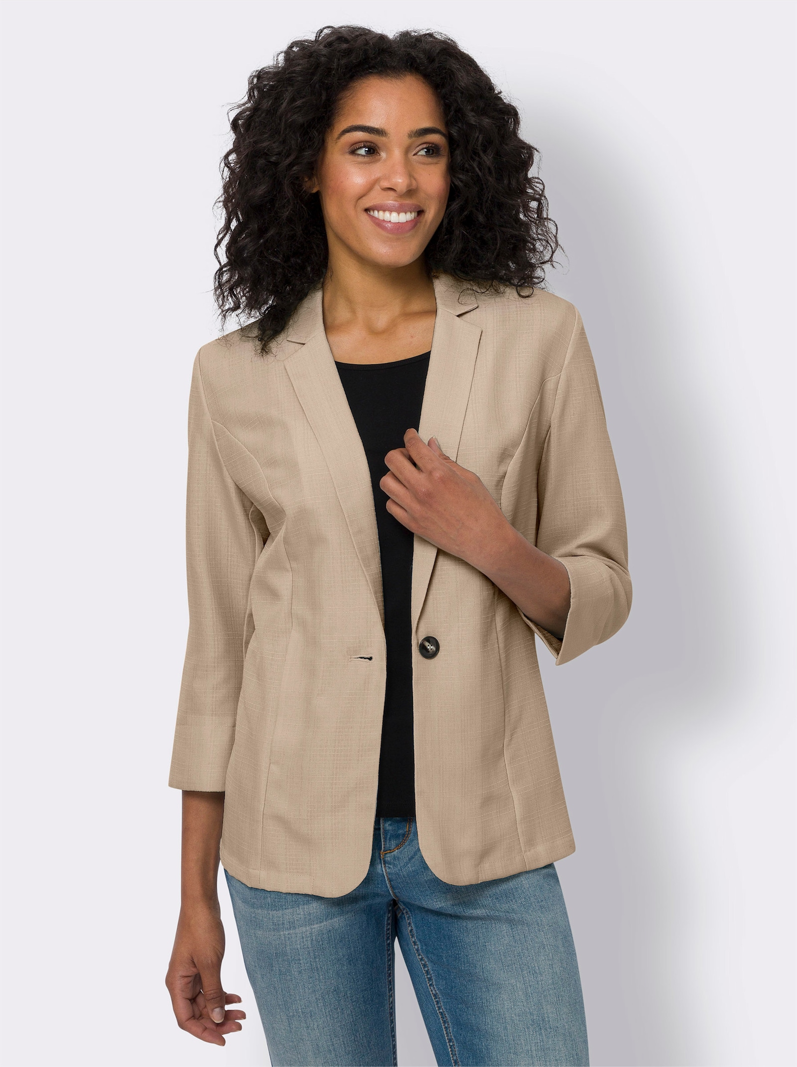 Blazer in linnenlook - beige