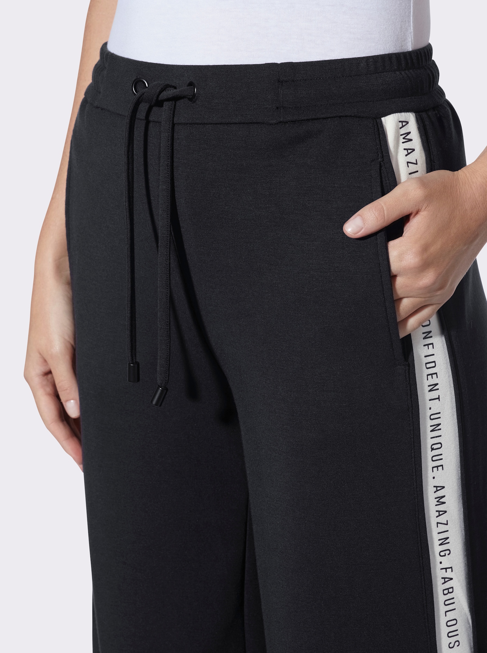 heine Pantalon en jersey à rayures galons - noir