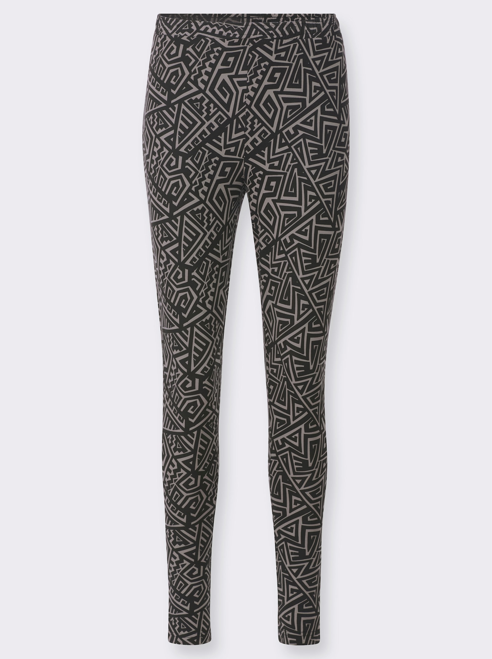 Leggings mit Ethno-Druck - schwarz-grau-bedruckt